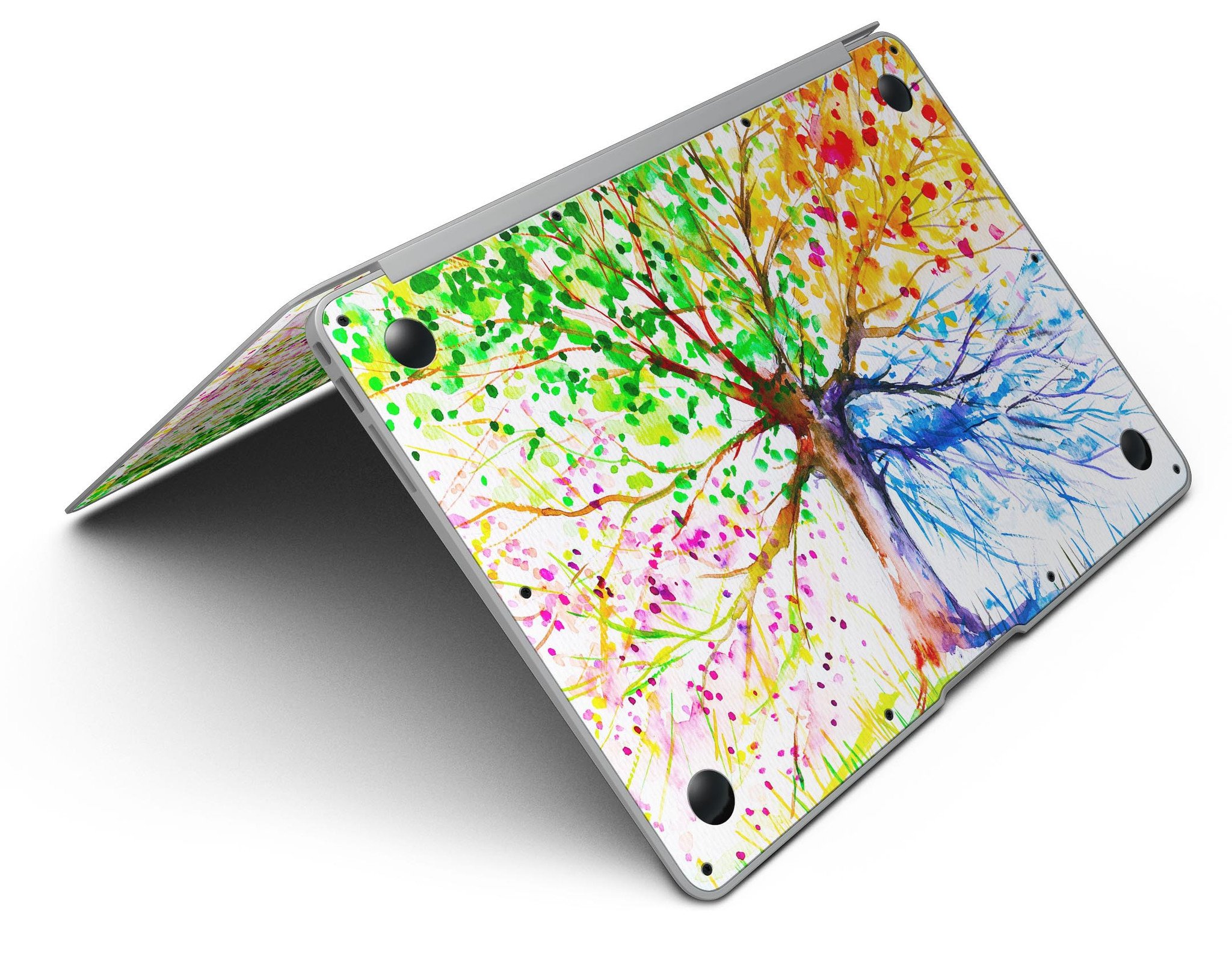 Abstract Colorful WaterColor Vivid Tree V3 skin for MacBook Air, showcasing vibrant colors and intricate design on a sleek device.