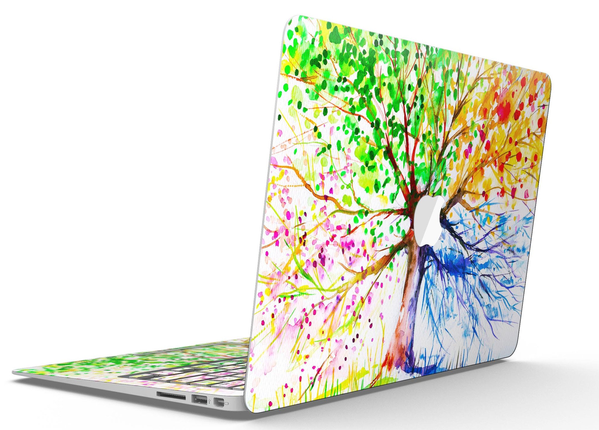 Abstract Colorful WaterColor Vivid Tree V3 skin for MacBook Air, showcasing vibrant colors and intricate design on a sleek device.