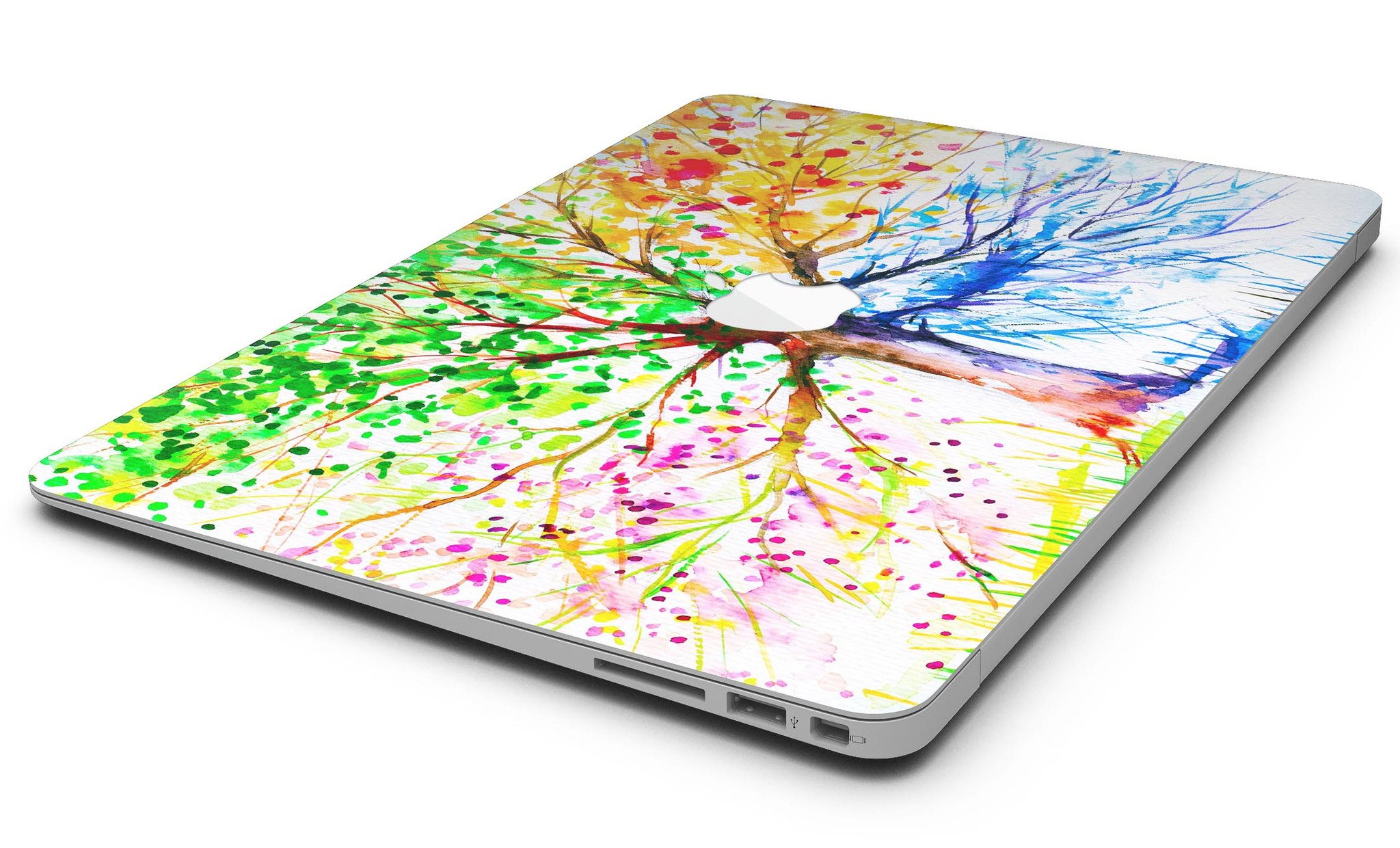 Abstract Colorful WaterColor Vivid Tree V3 skin for MacBook Air, showcasing vibrant colors and intricate design on a sleek device.