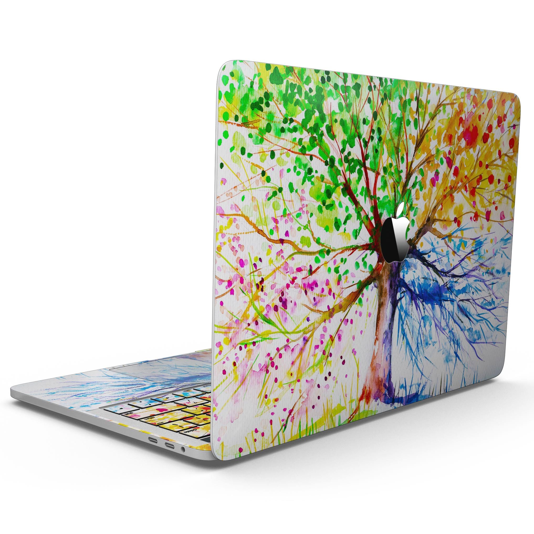 Abstract Colorful WaterColor Vivid Tree V3 skin for MacBook Pro, showcasing vibrant colors and intricate tree design.