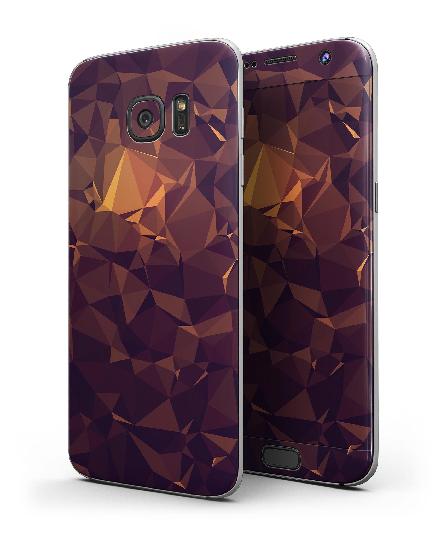 Abstract Copper Geometric Shapes skin kit for Samsung Galaxy S7/S7 Edge, showcasing a stylish design with full-body coverage.