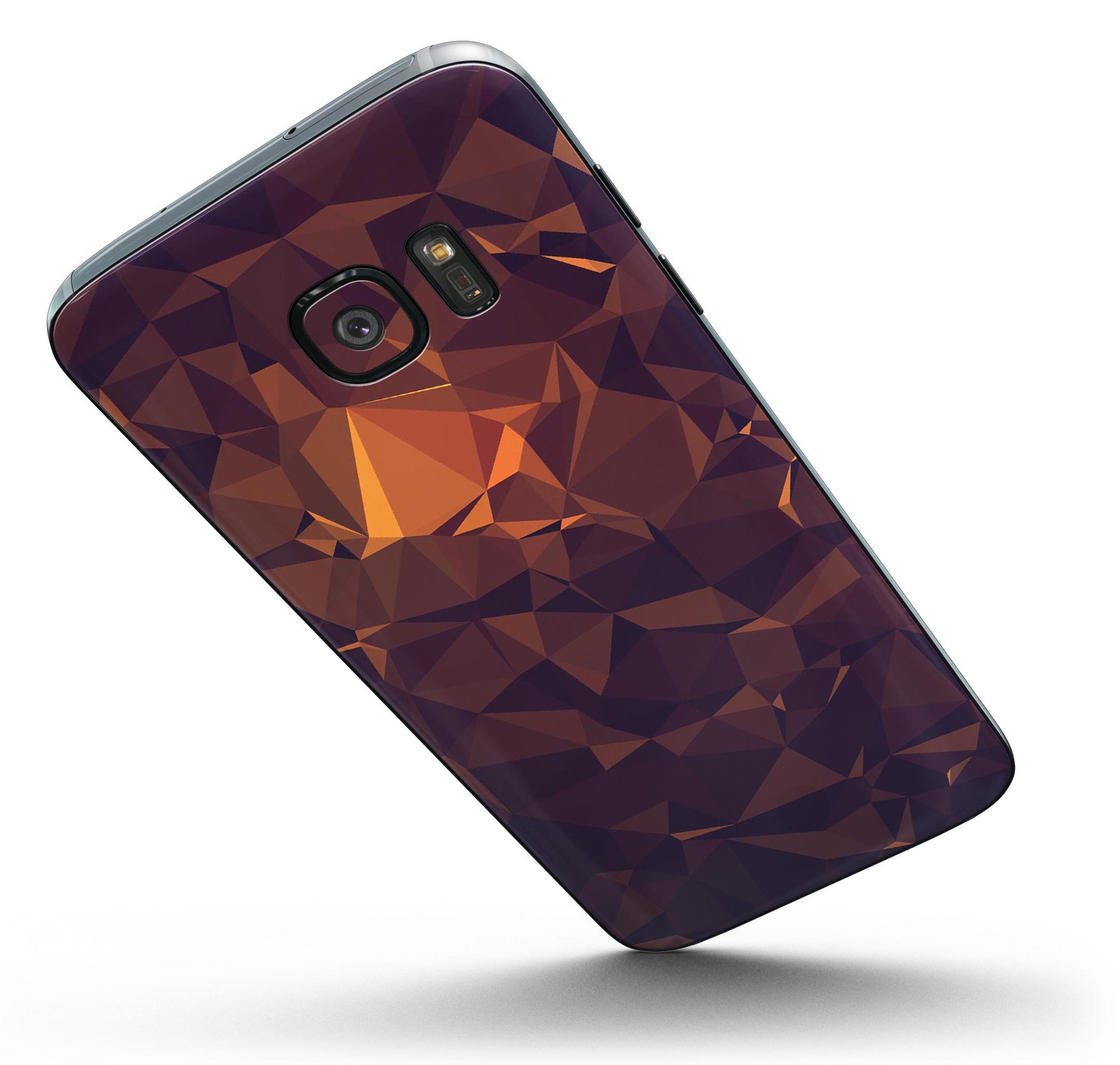 Abstract Copper Geometric Shapes skin kit for Samsung Galaxy S7/S7 Edge, showcasing a stylish design with full-body coverage.