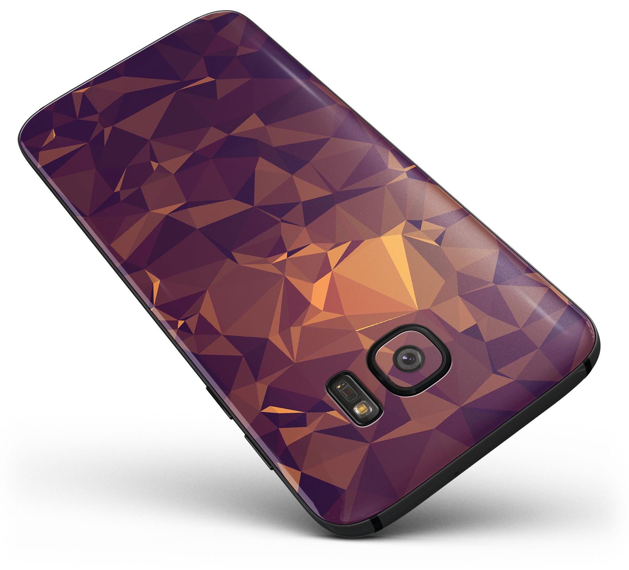 Abstract Copper Geometric Shapes skin kit for Samsung Galaxy S7/S7 Edge, showcasing a stylish design with full-body coverage.