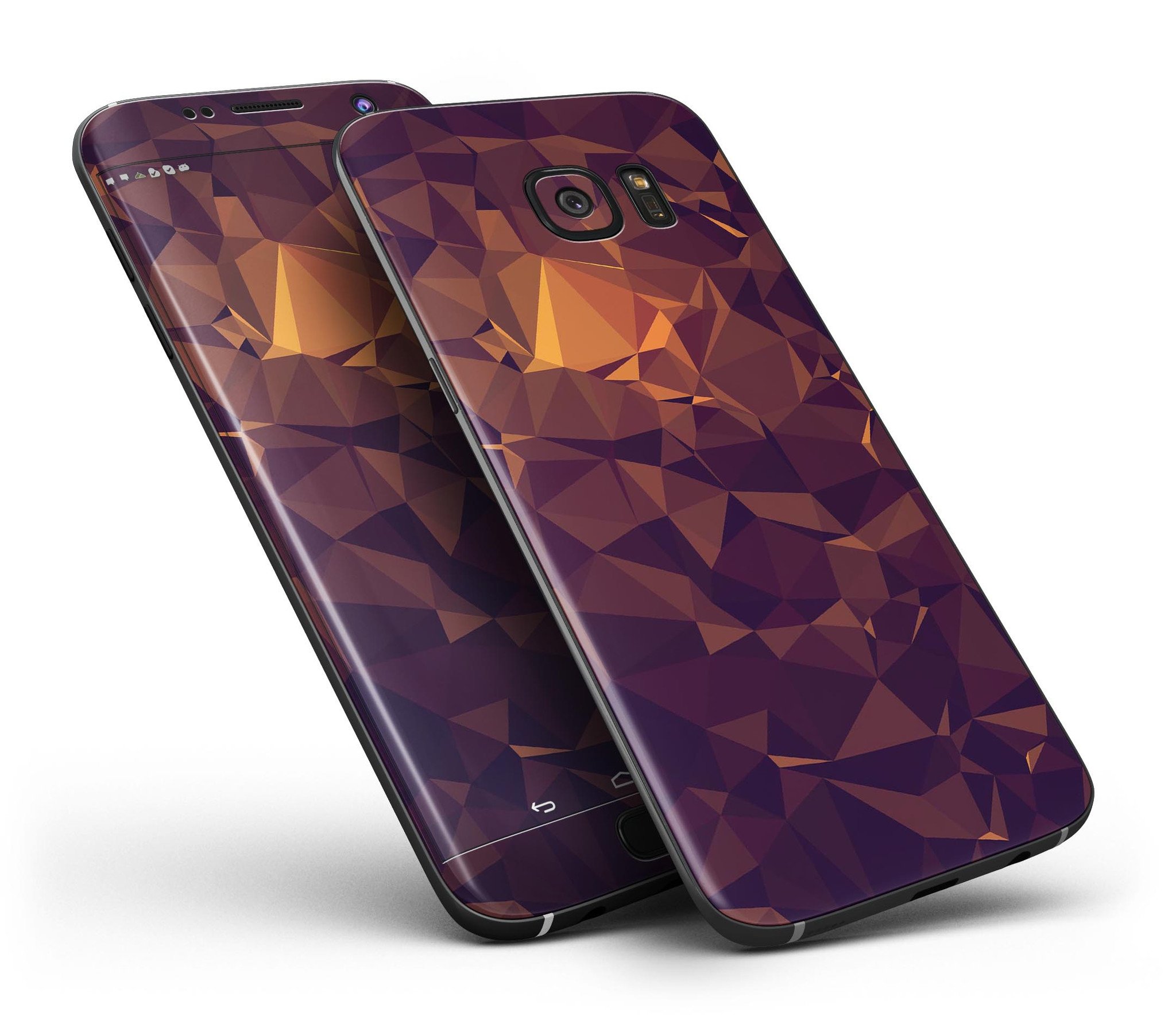 Abstract Copper Geometric Shapes skin kit for Samsung Galaxy S7/S7 Edge, showcasing a stylish design with full-body coverage.