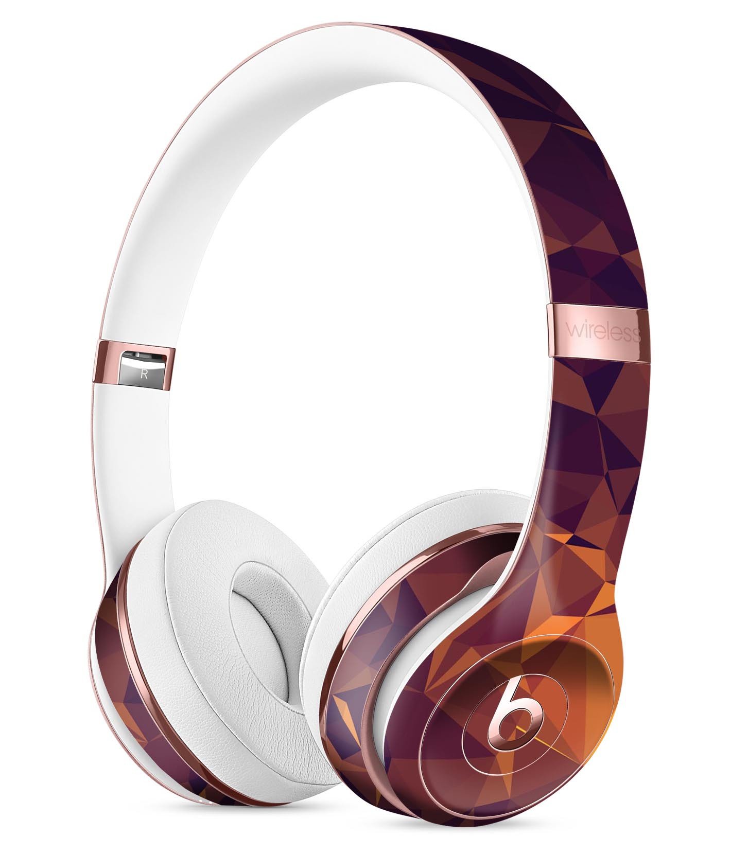 Abstract Copper Geometric Shapes Skin Kit for Beats by Dre Solo 3 Wireless Headphones, showcasing a stylish design and premium vinyl material.