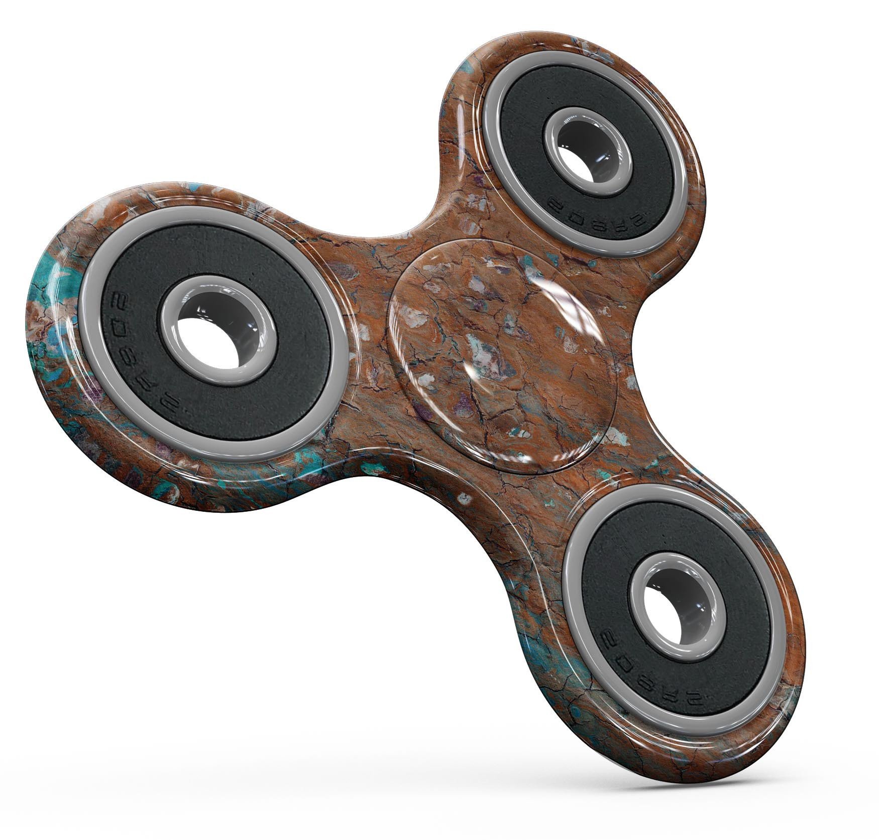 Abstract Cracked Burnt Paint Skin-Kit for fidget spinner, showcasing vibrant colors and unique design.