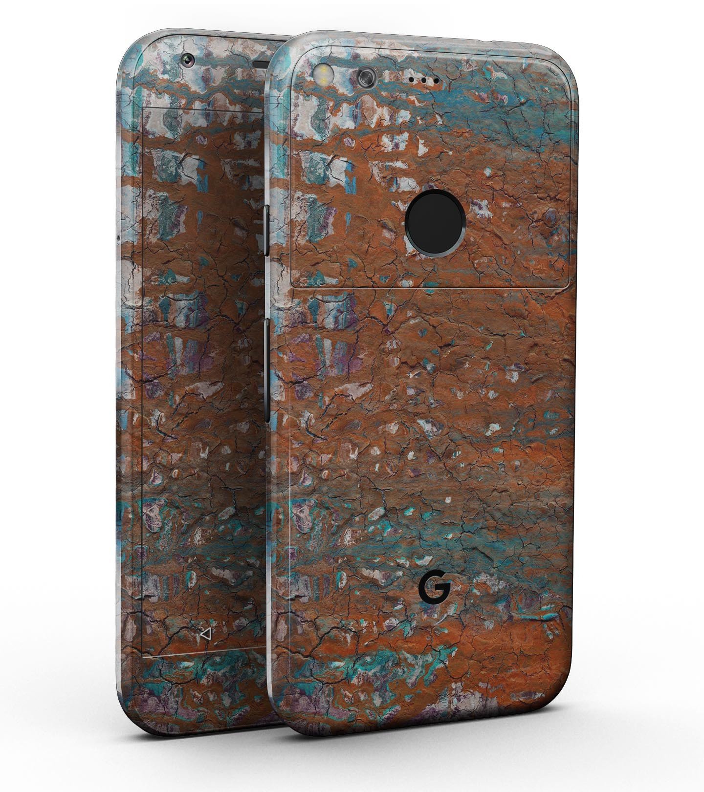 Abstract Cracked Burnt Paint Full-Body Skin Kit for Google Pixel, showcasing a unique design and precision fit.