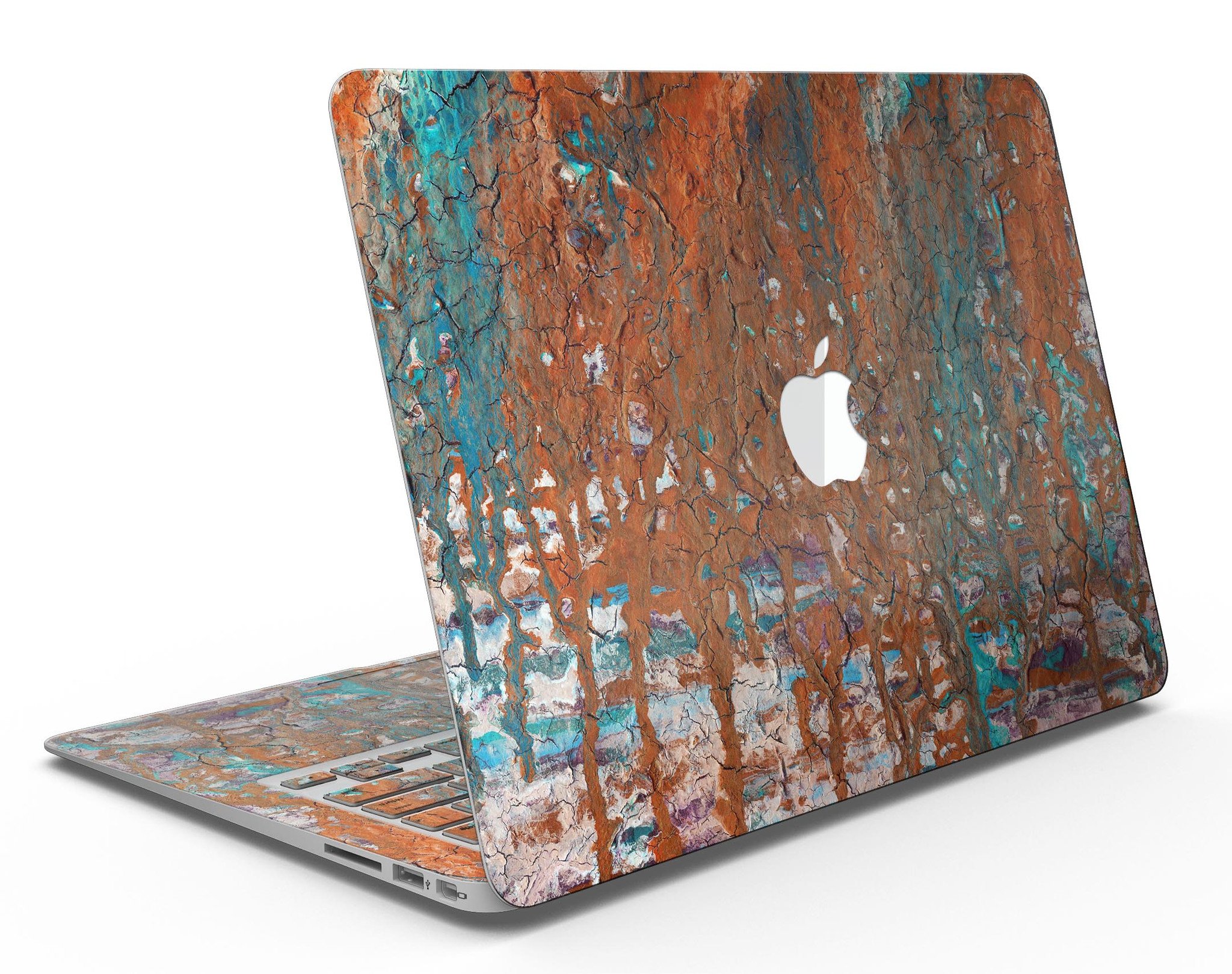 Abstract Cracked Burnt Paint Skin Kit for MacBook Air, showcasing a stylish design that protects the device.