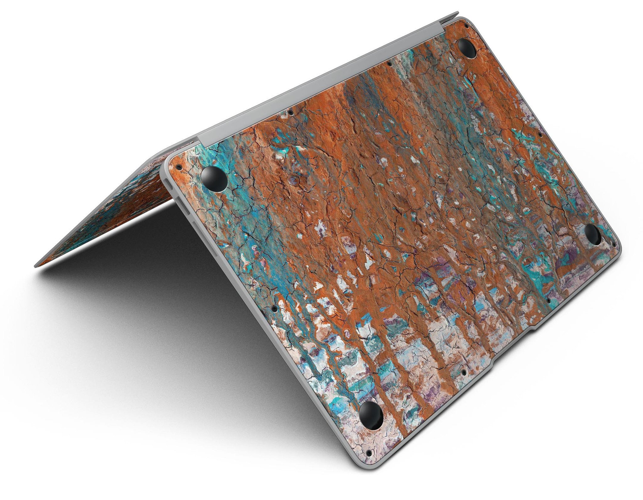 Abstract Cracked Burnt Paint Skin Kit for MacBook Air, showcasing a stylish design that protects the device.