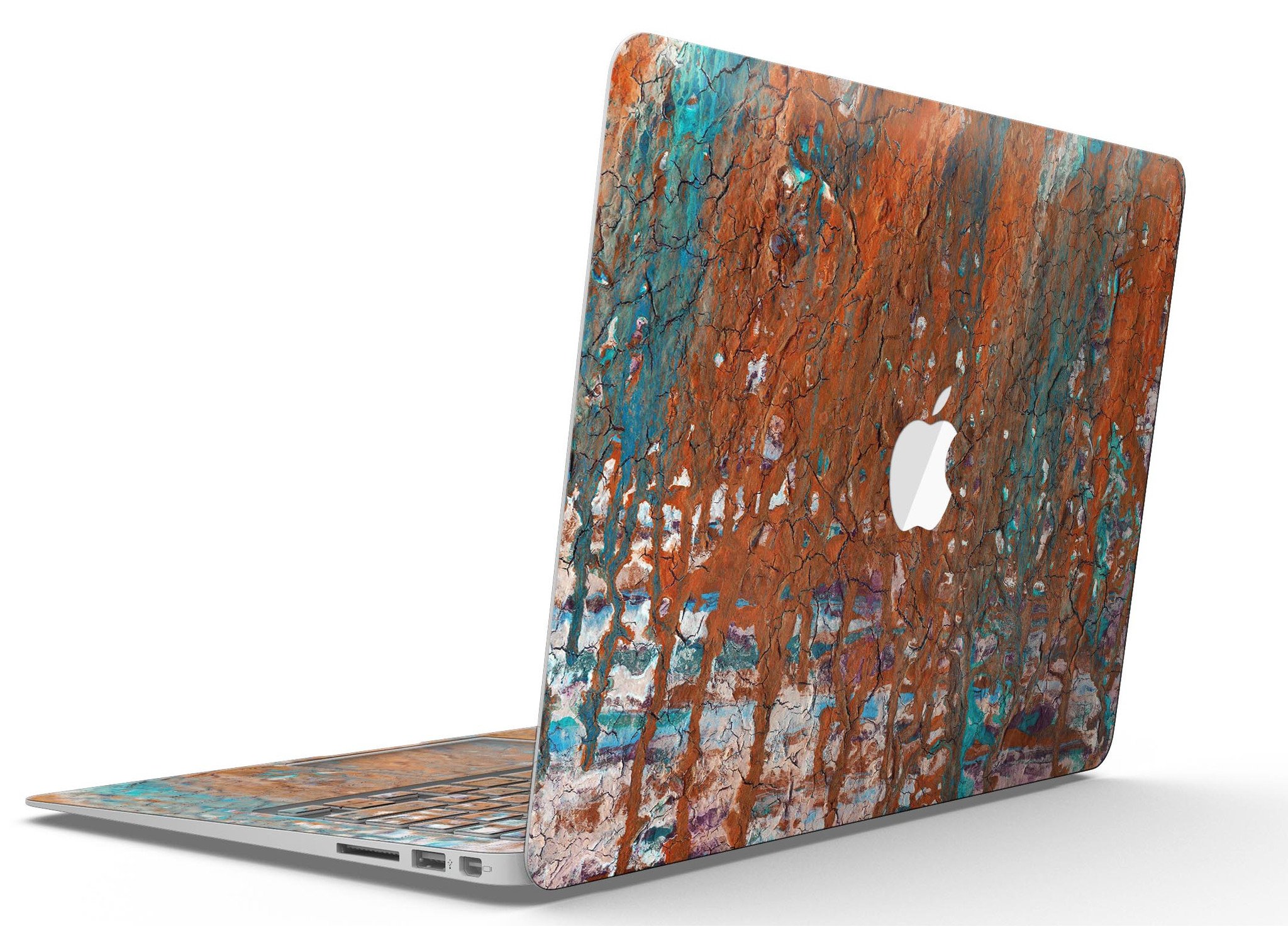 Abstract Cracked Burnt Paint Skin Kit for MacBook Air, showcasing a stylish design that protects the device.