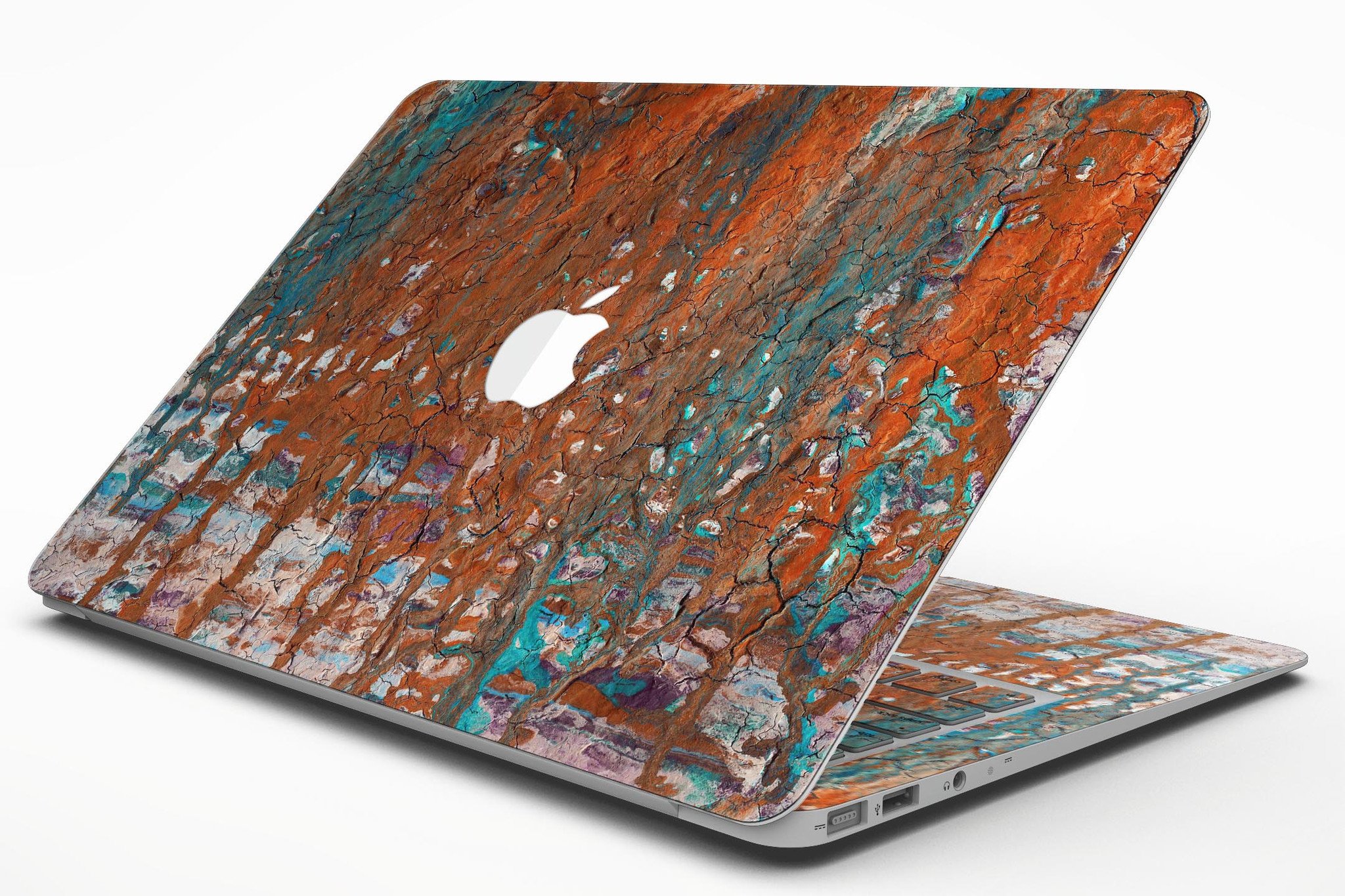 Abstract Cracked Burnt Paint Skin Kit for MacBook Air, showcasing a stylish design that protects the device.