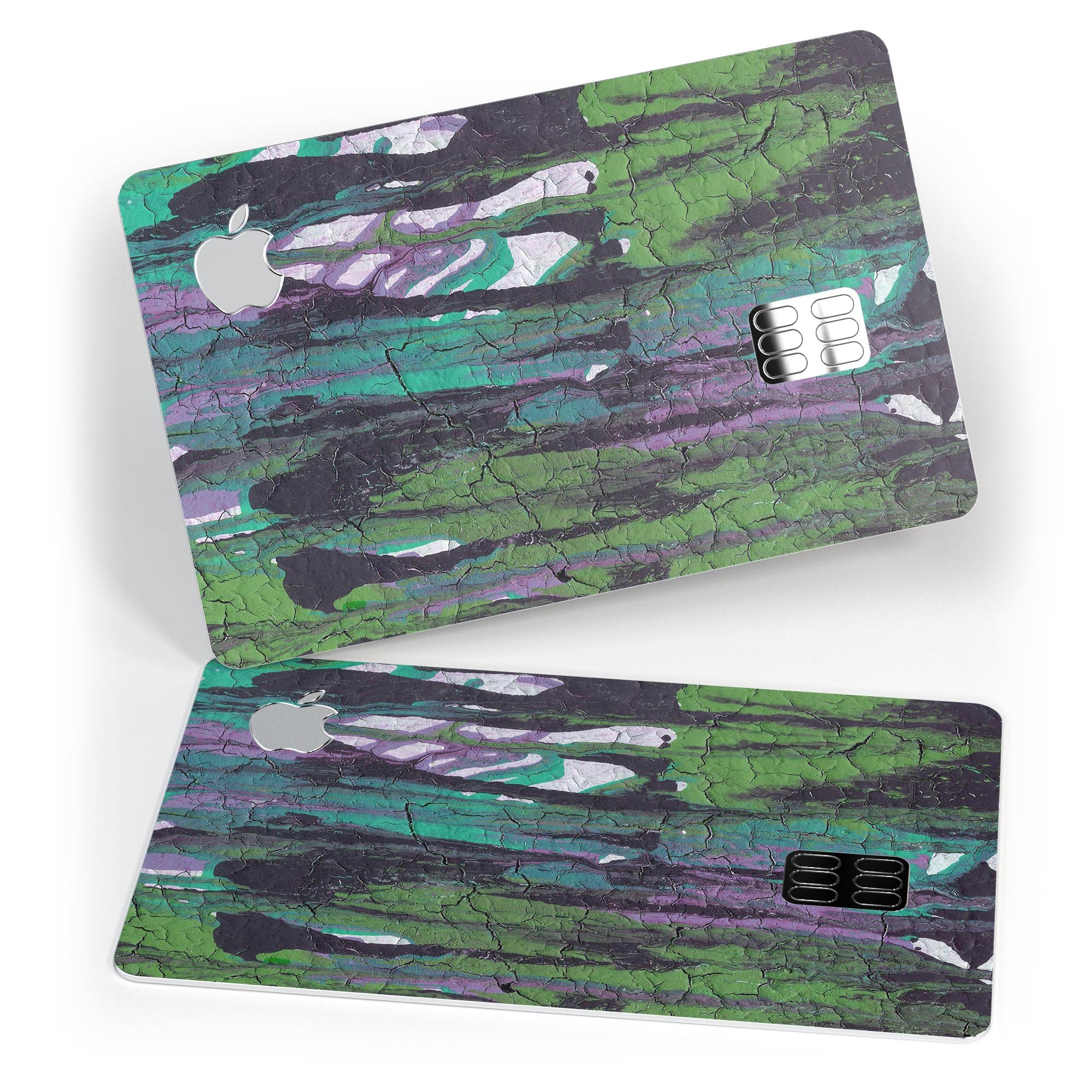 Abstract Cracked Green Paint Wall decal skin for Apple Card, showcasing a unique design and premium quality.