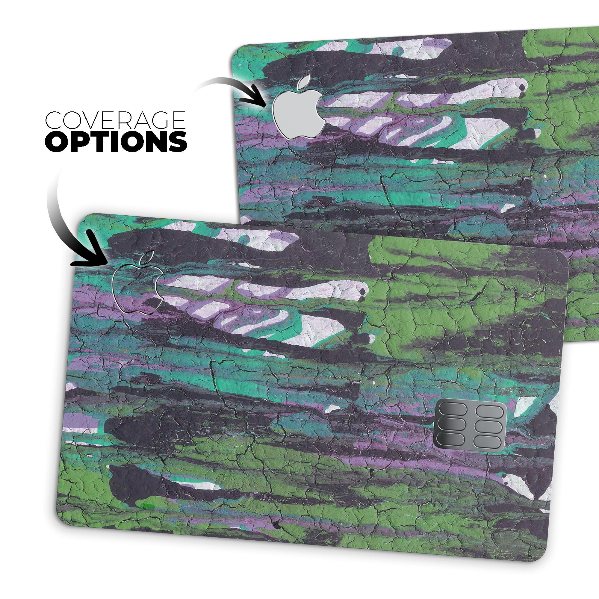 Abstract Cracked Green Paint Wall decal skin for Apple Card, showcasing a unique design and premium quality.