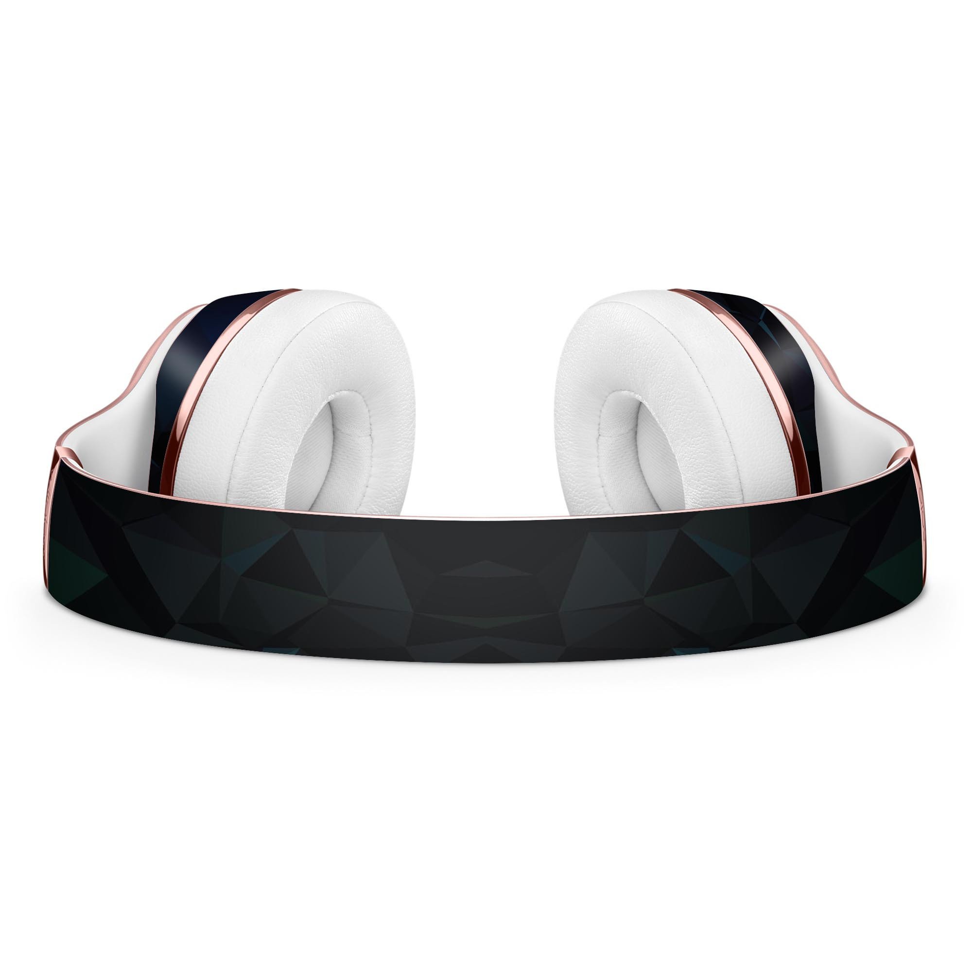 Abstract dark blue geometric shapes skin kit for Beats by Dre Solo 3 Wireless Headphones, showcasing a stylish design and premium vinyl material.