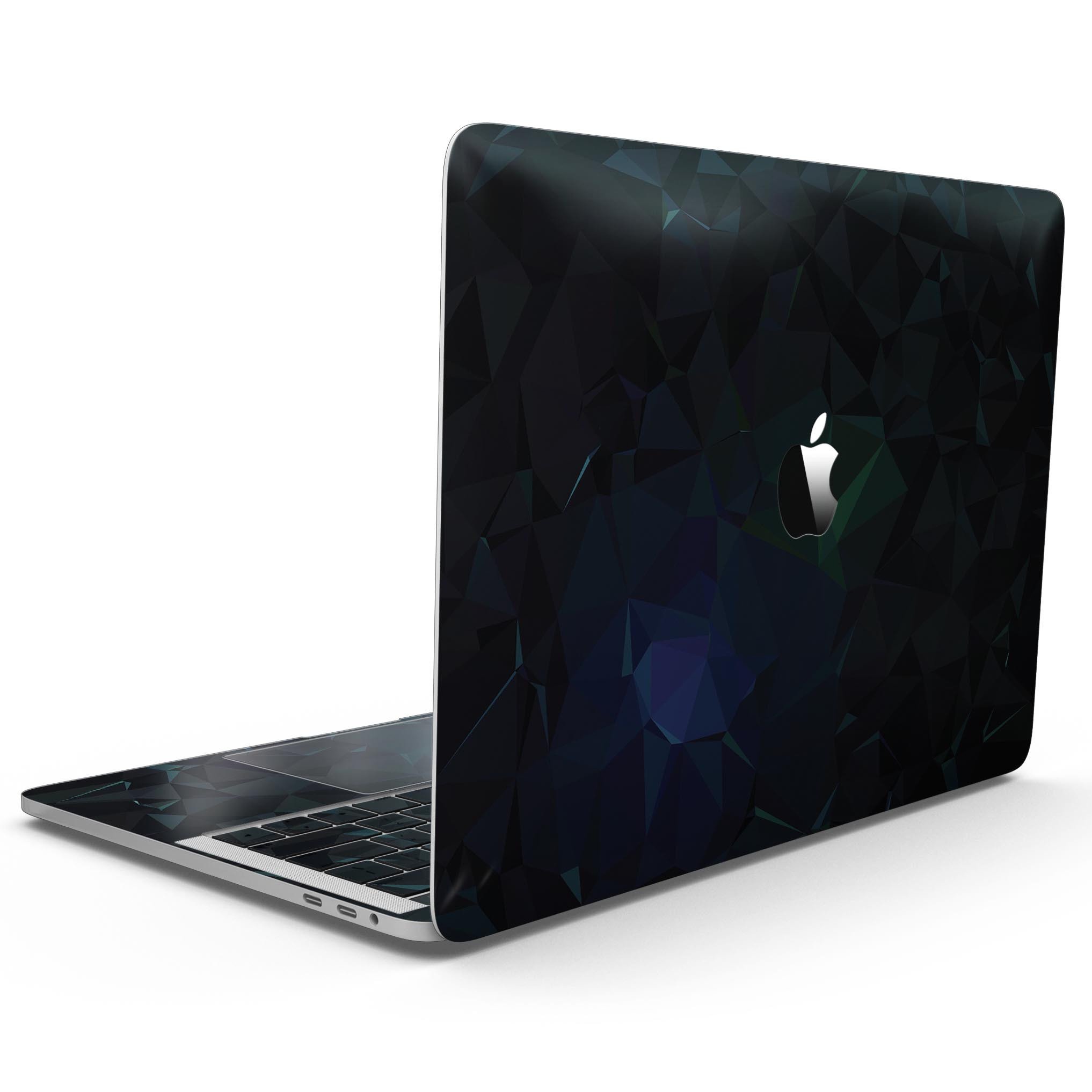 Abstract Dark Blue Geometric Shapes skin for MacBook Pro with Touch Bar, showcasing a stylish design that protects the device.