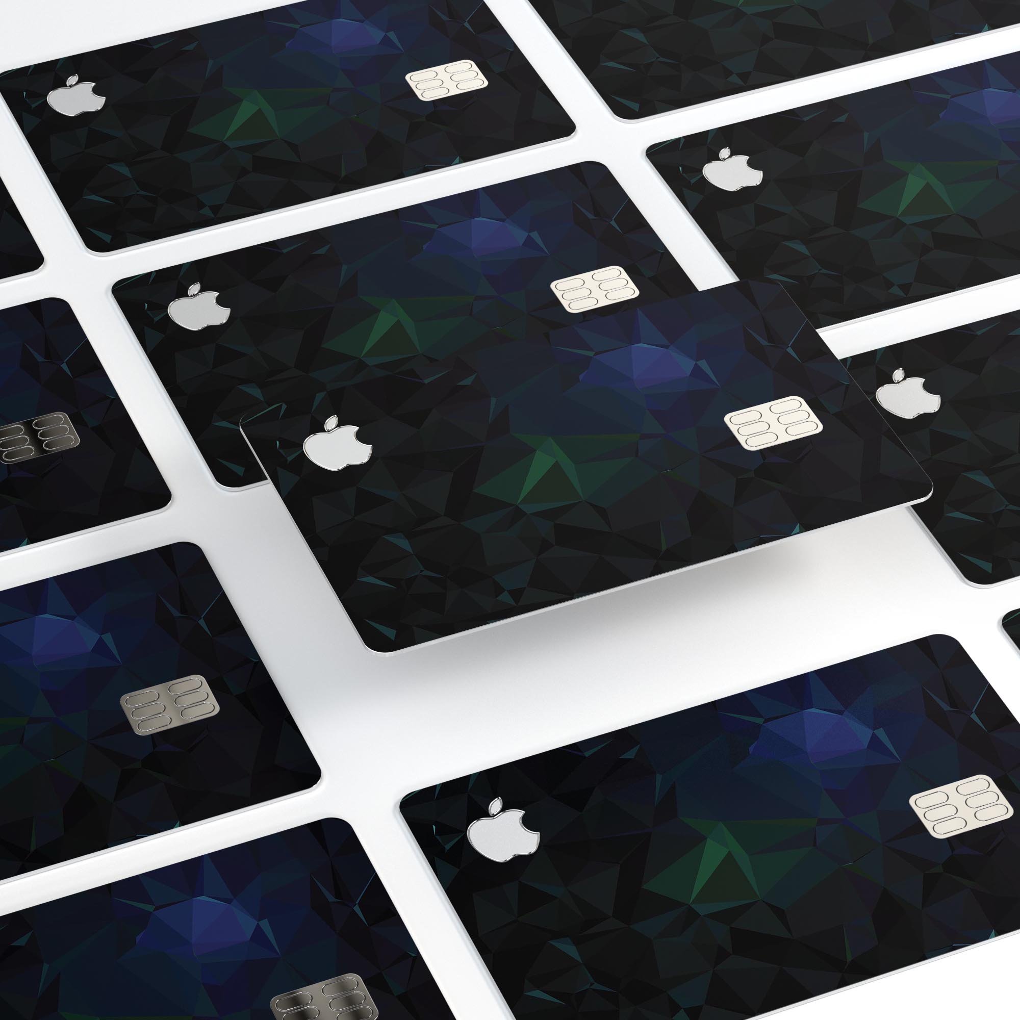 Abstract Dark Blue Geometric Shapes decal for Apple Card, showcasing a stylish design with premium protective features.