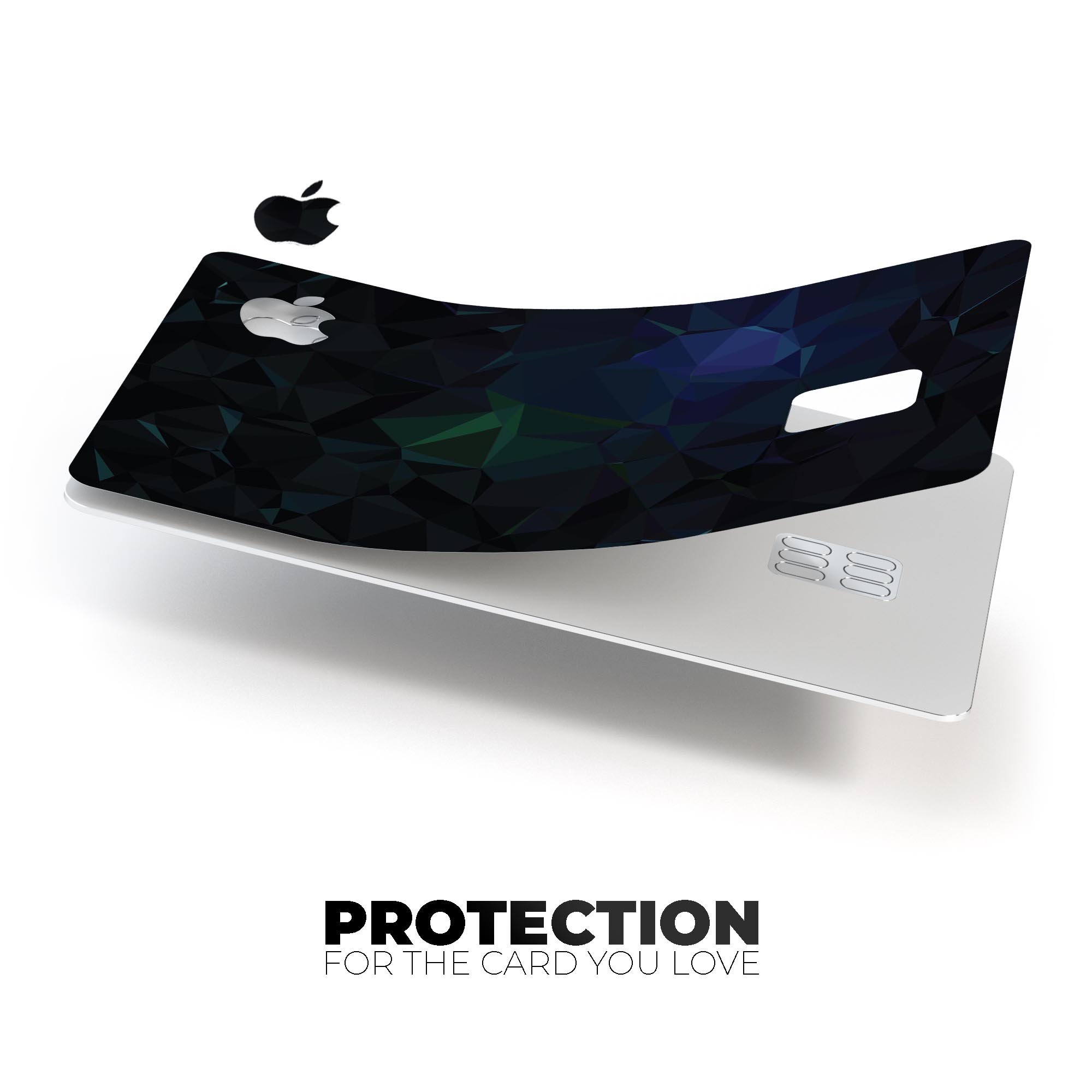 Abstract Dark Blue Geometric Shapes decal for Apple Card, showcasing a stylish design with premium protective features.