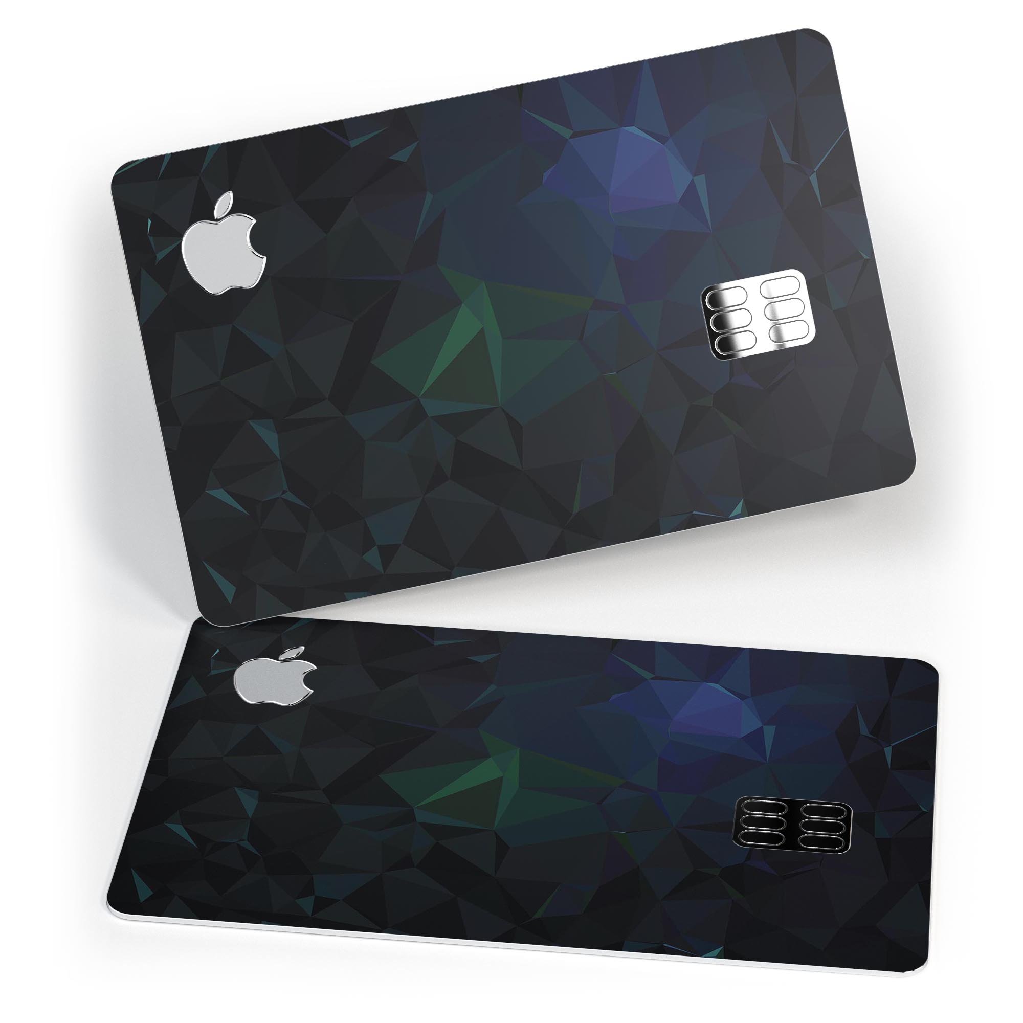 Abstract Dark Blue Geometric Shapes decal for Apple Card, showcasing a stylish design with premium protective features.