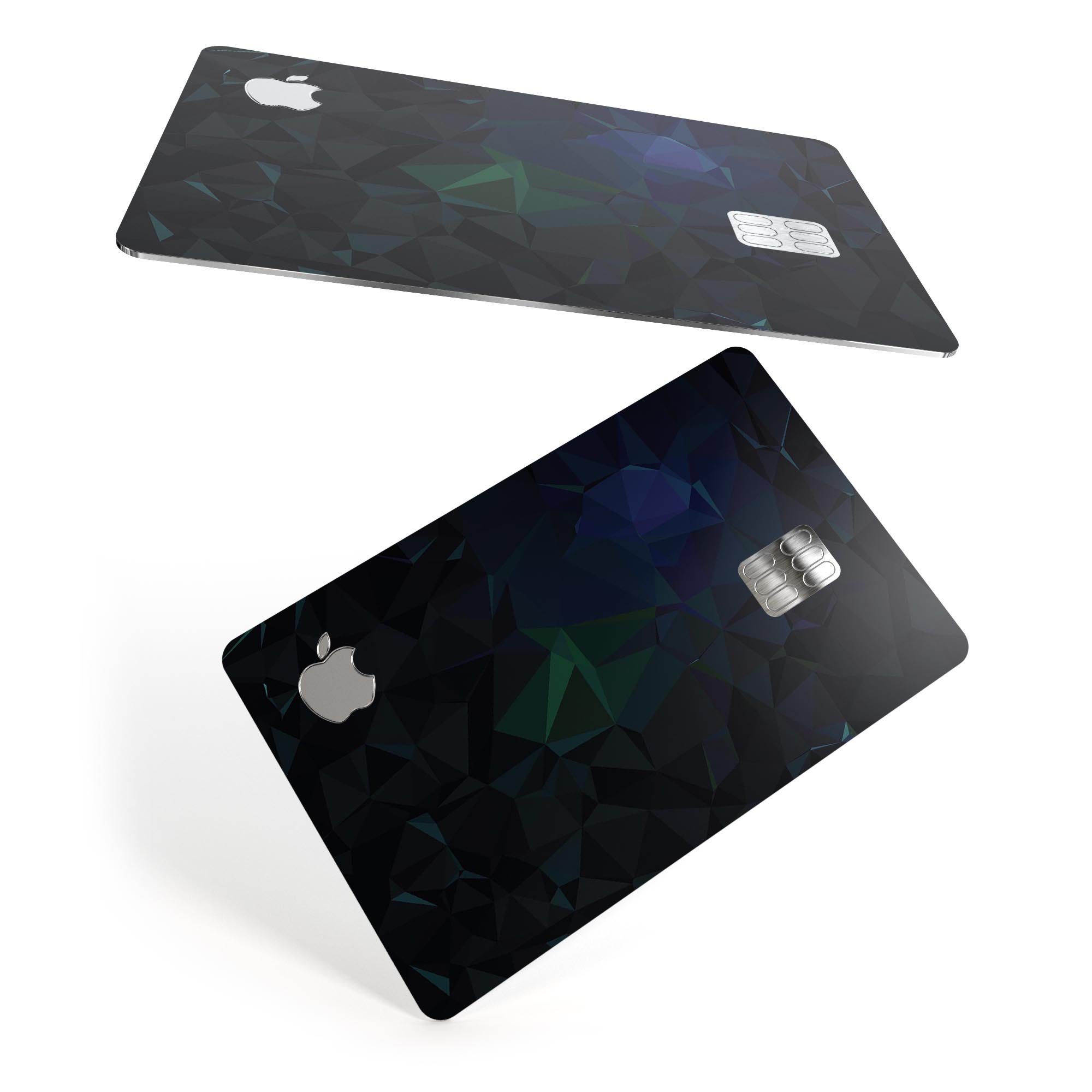 Abstract Dark Blue Geometric Shapes decal for Apple Card, showcasing a stylish design with premium protective features.