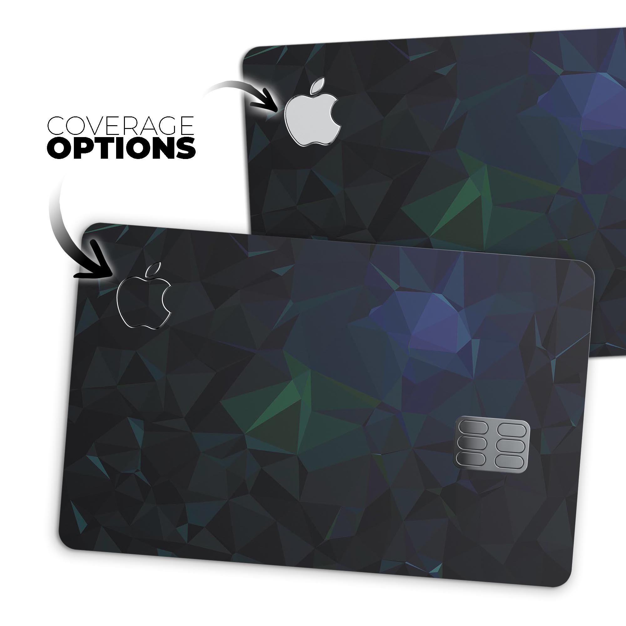 Abstract Dark Blue Geometric Shapes decal for Apple Card, showcasing a stylish design with premium protective features.