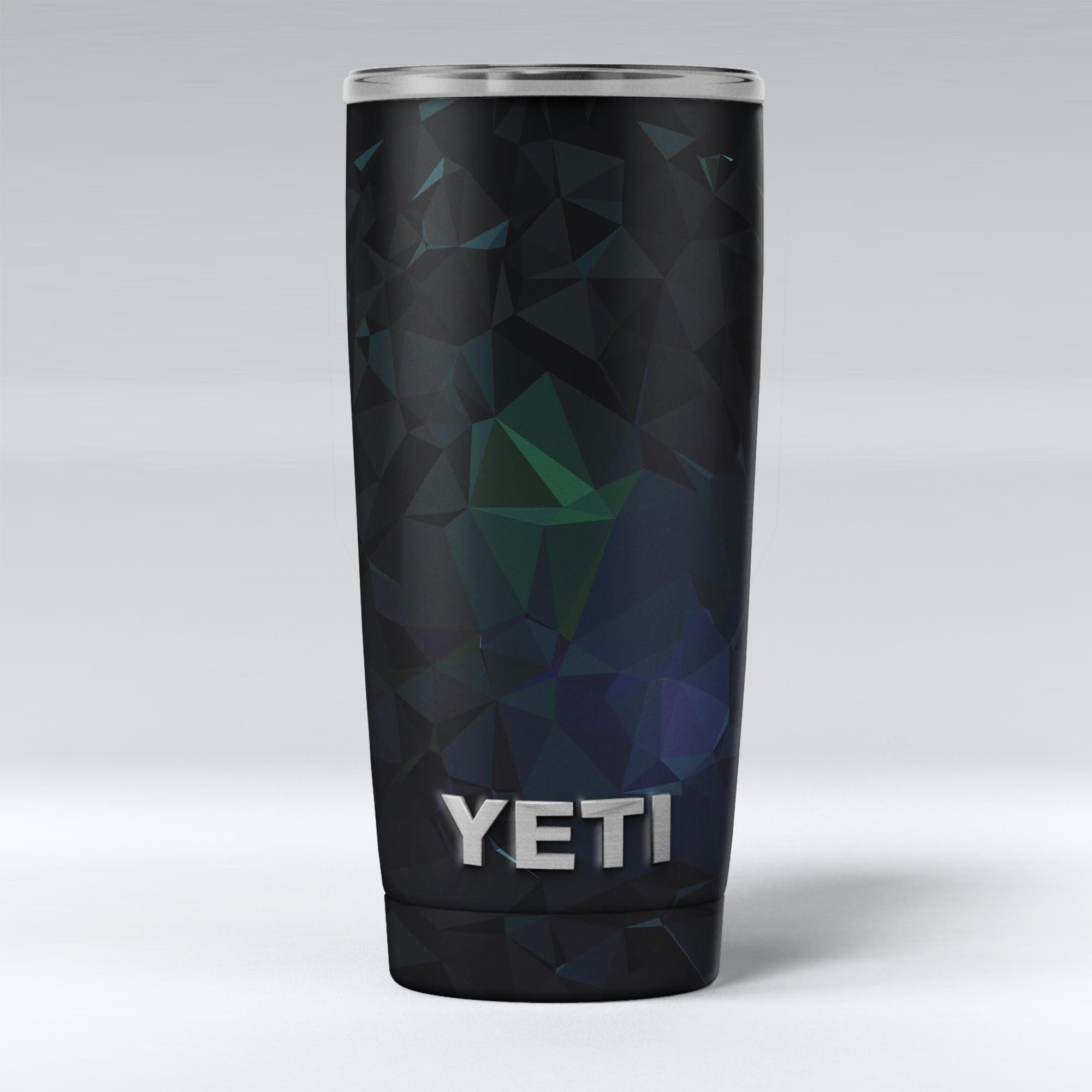 Abstract Dark Blue Geometric Shapes skin decal vinyl wrap kit for Yeti Coolers, showcasing a stylish design that enhances protection and aesthetics.