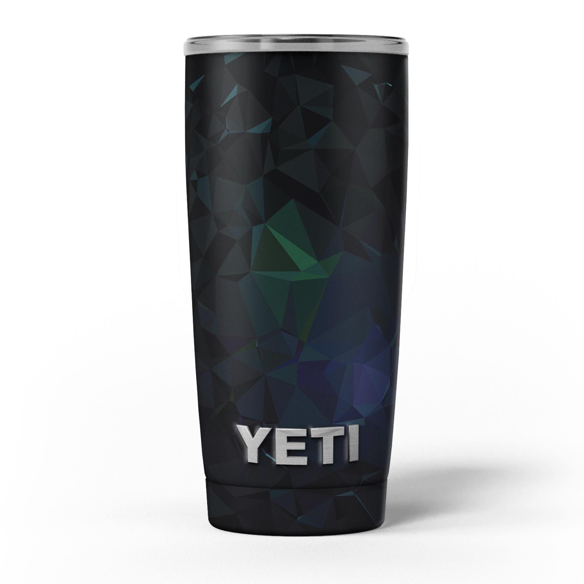 Abstract Dark Blue Geometric Shapes skin decal vinyl wrap kit for Yeti Coolers, showcasing a stylish design that enhances protection and aesthetics.