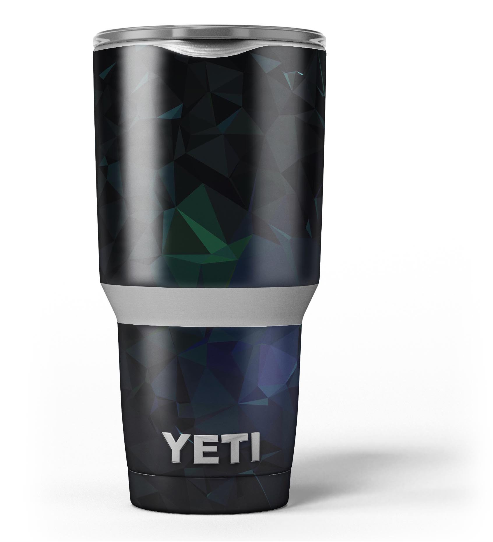 Abstract Dark Blue Geometric Shapes skin decal vinyl wrap kit for Yeti Coolers, showcasing a stylish design that enhances protection and aesthetics.