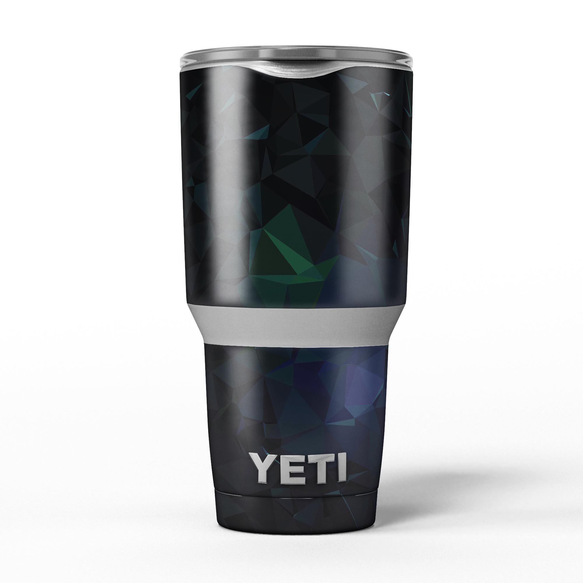 Abstract Dark Blue Geometric Shapes skin decal vinyl wrap kit for Yeti Coolers, showcasing a stylish design that enhances protection and aesthetics.