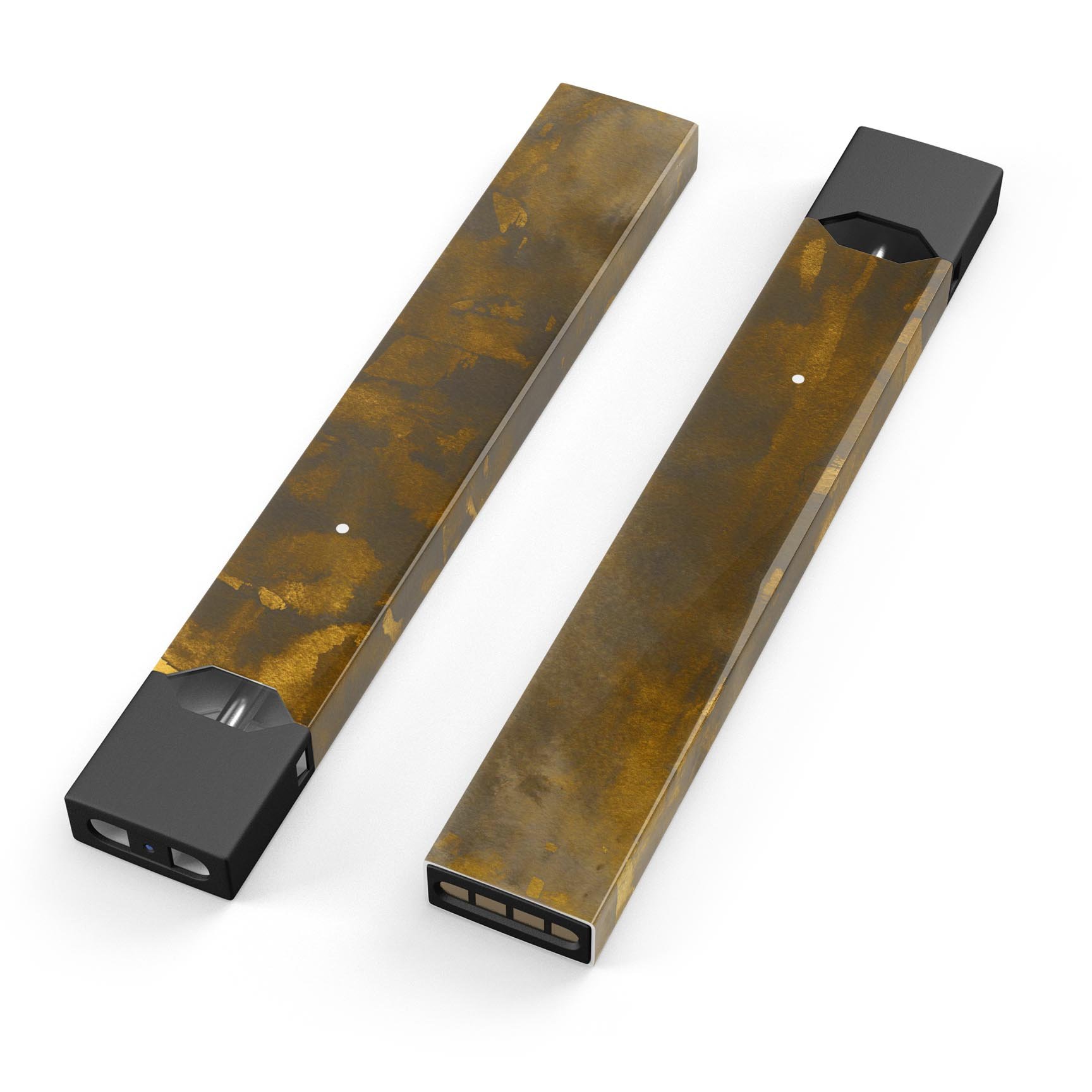 Abstract Dark Gray and Gold Shards decal skin for JUUL vaping device, showcasing a stylish design with premium finish.