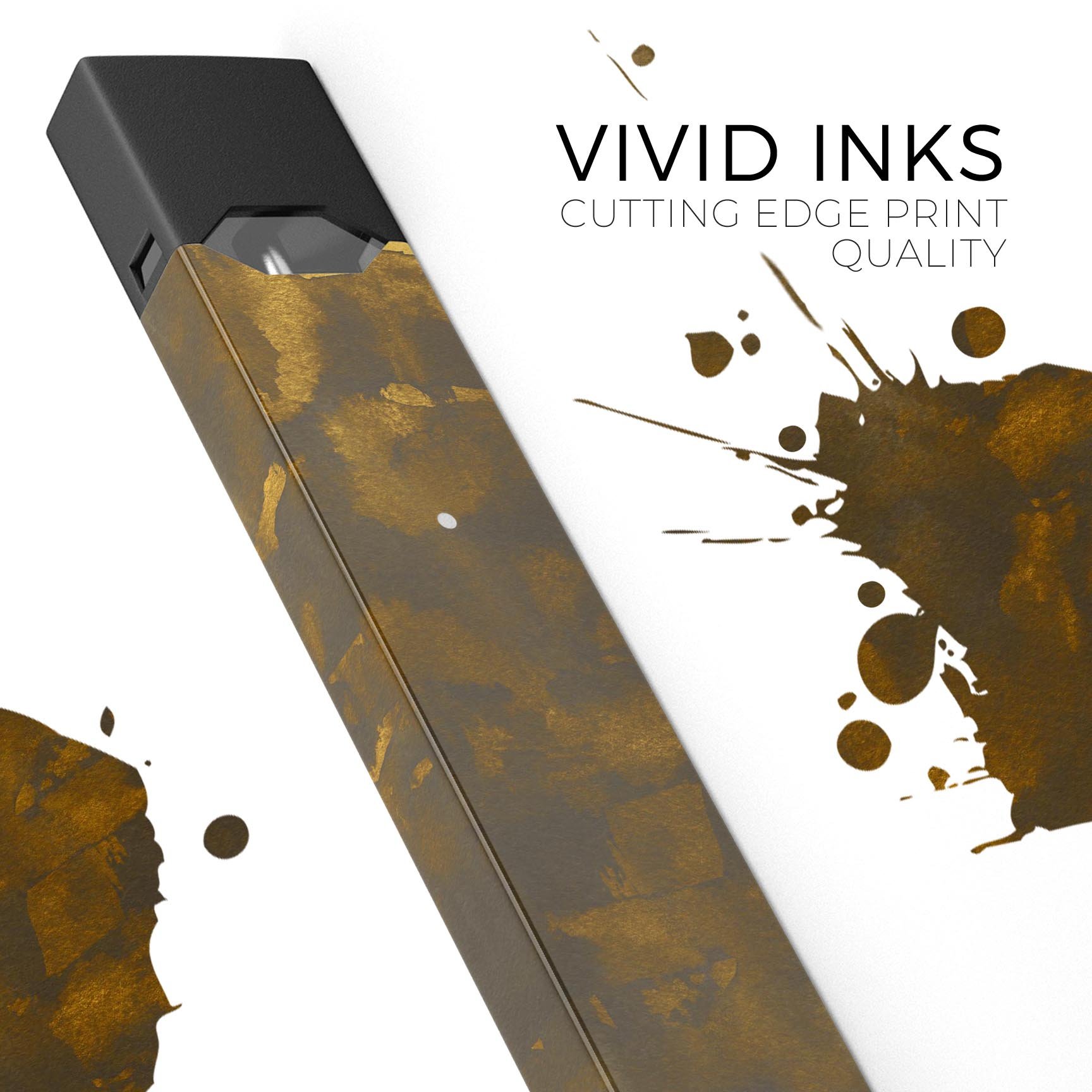 Abstract Dark Gray and Gold Shards decal skin for JUUL vaping device, showcasing a stylish design with premium finish.