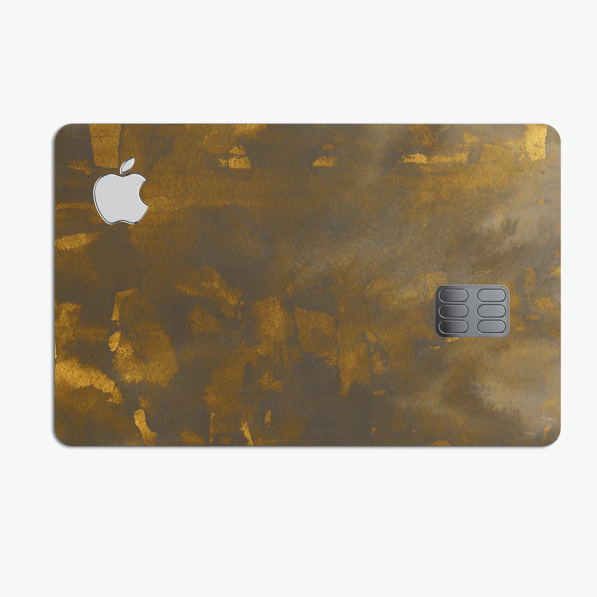 Abstract Dark Gray and Gold Shards skin kit for Apple Card, showcasing premium vinyl design and protective features.