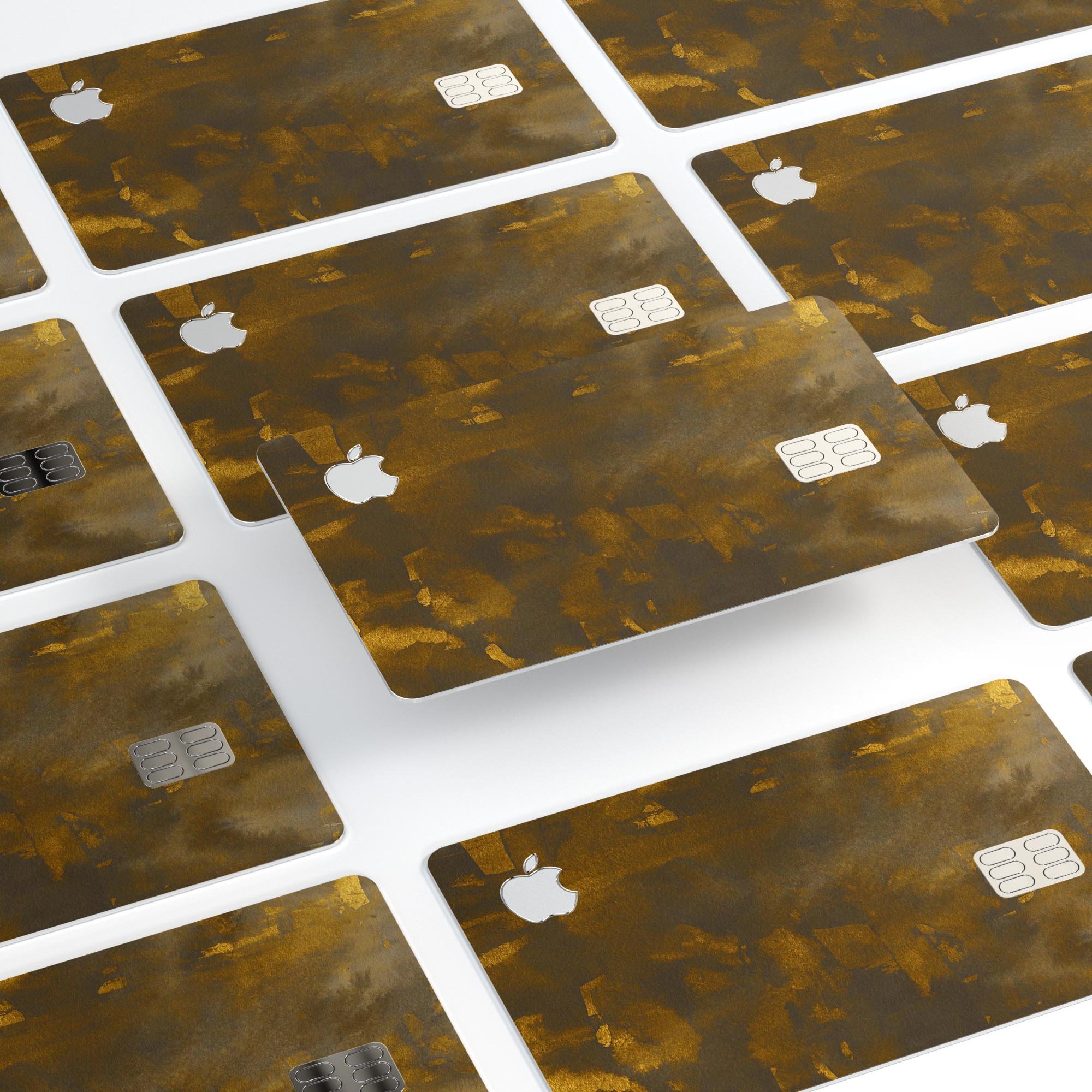 Abstract Dark Gray and Gold Shards skin kit for Apple Card, showcasing premium vinyl design and protective features.