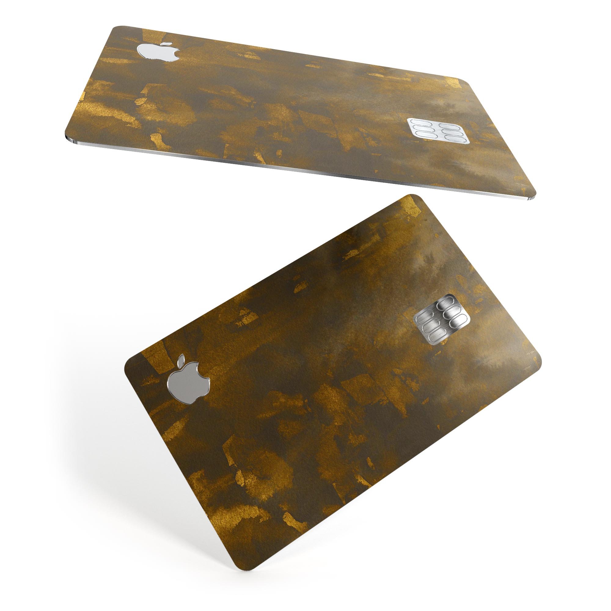 Abstract Dark Gray and Gold Shards skin kit for Apple Card, showcasing premium vinyl design and protective features.