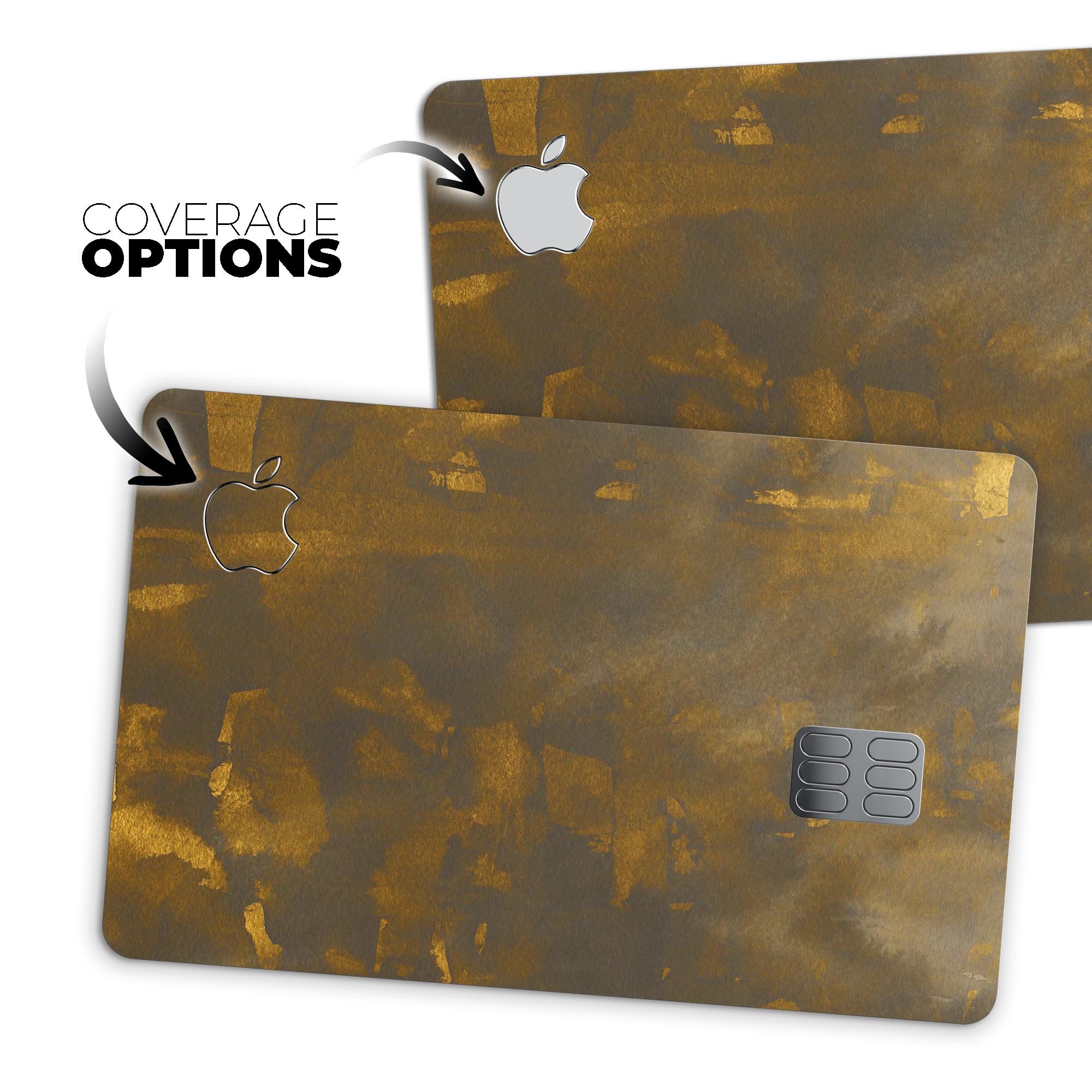 Abstract Dark Gray and Gold Shards skin kit for Apple Card, showcasing premium vinyl design and protective features.