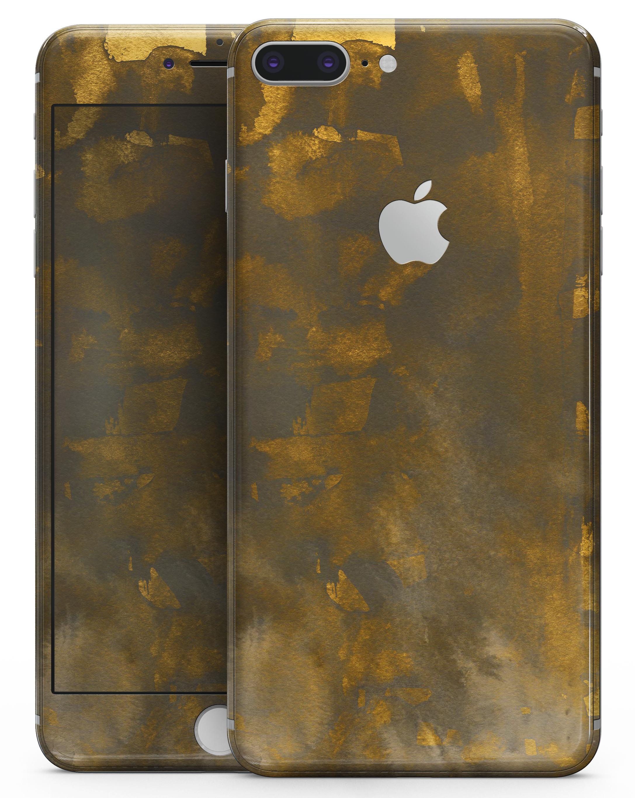 Abstract Dark Gray and Gold Shards skin for iPhone 8 and 8 Plus, showcasing a stylish design with premium vinyl material.