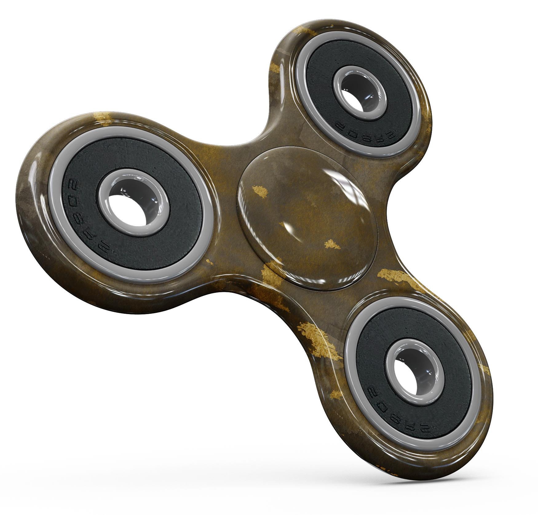 Abstract dark gray fidget spinner skin with golden specks, showcasing a stylish design for personalization and protection.