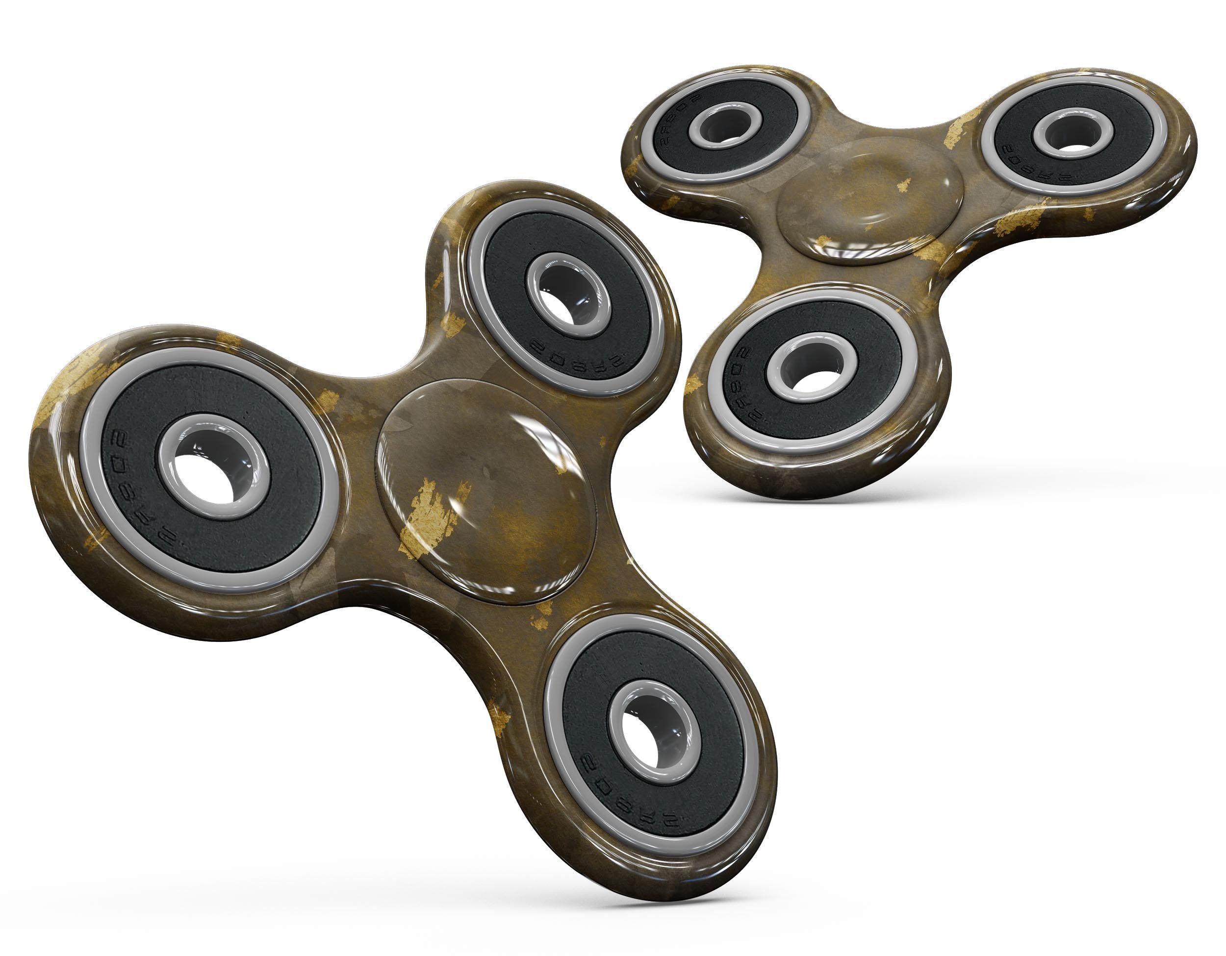 Abstract dark gray fidget spinner skin with golden specks, showcasing a stylish design for personalization and protection.