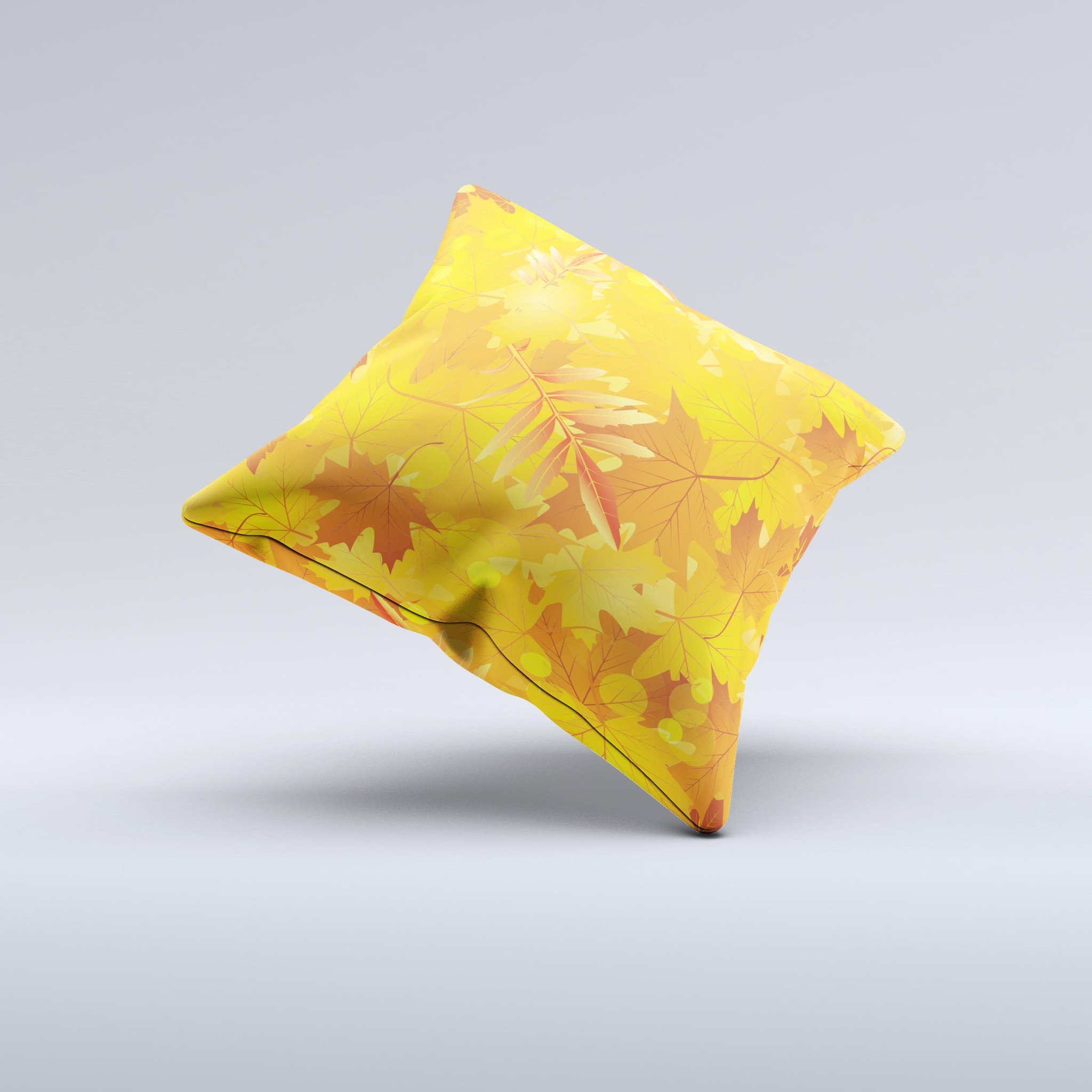 Abstract Fall Leaves Ink-Fuzed Decorative Throw Pillow featuring vibrant autumn colors and a unique design, handcrafted in Virginia.