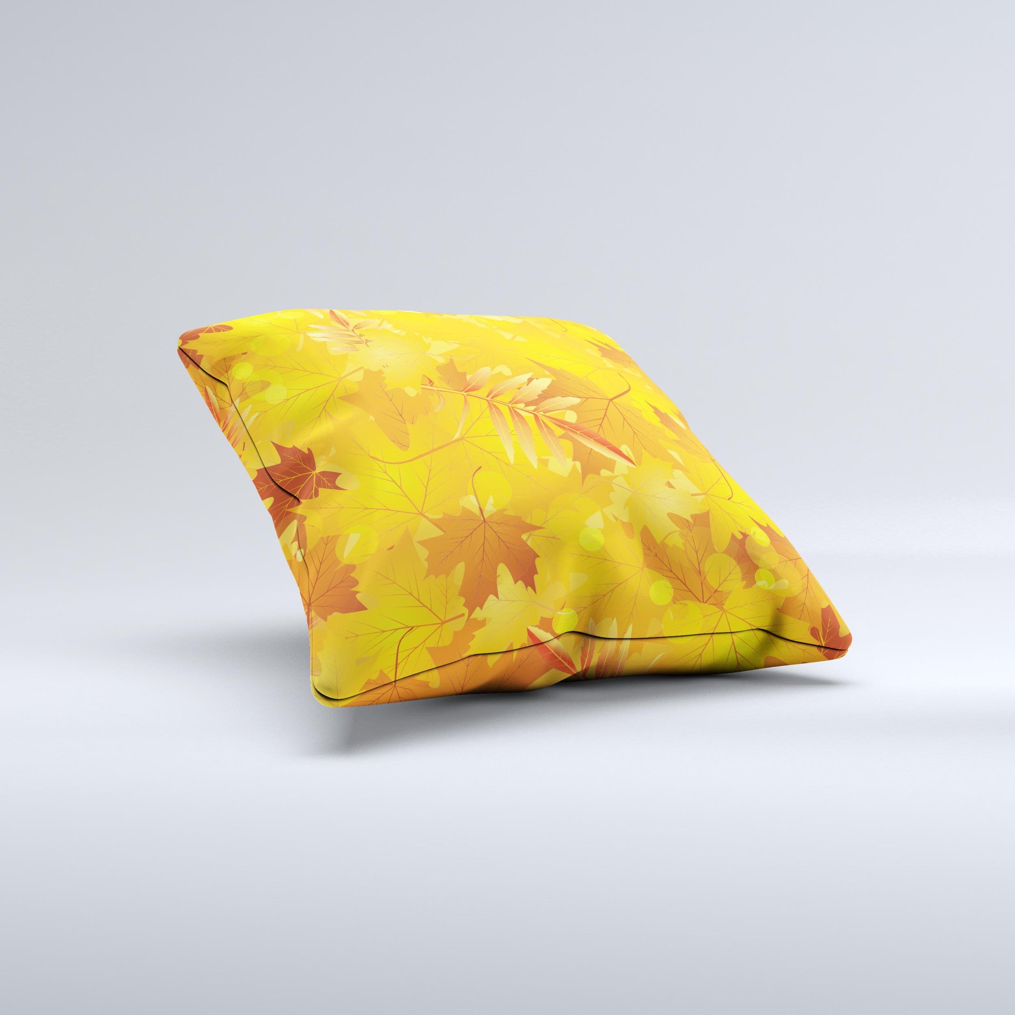 Abstract Fall Leaves Ink-Fuzed Decorative Throw Pillow featuring vibrant autumn colors and a unique design, handcrafted in Virginia.