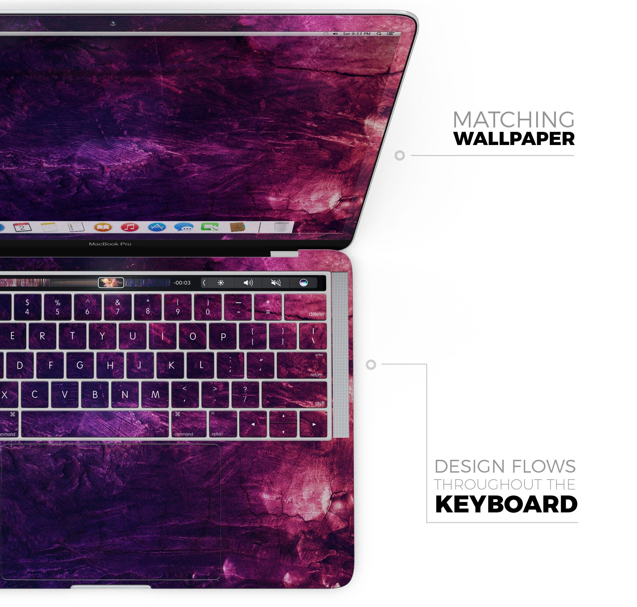 Abstract Fire & Ice V1 skin decal wrap kit for Apple MacBook, showcasing vibrant colors and a sleek design.