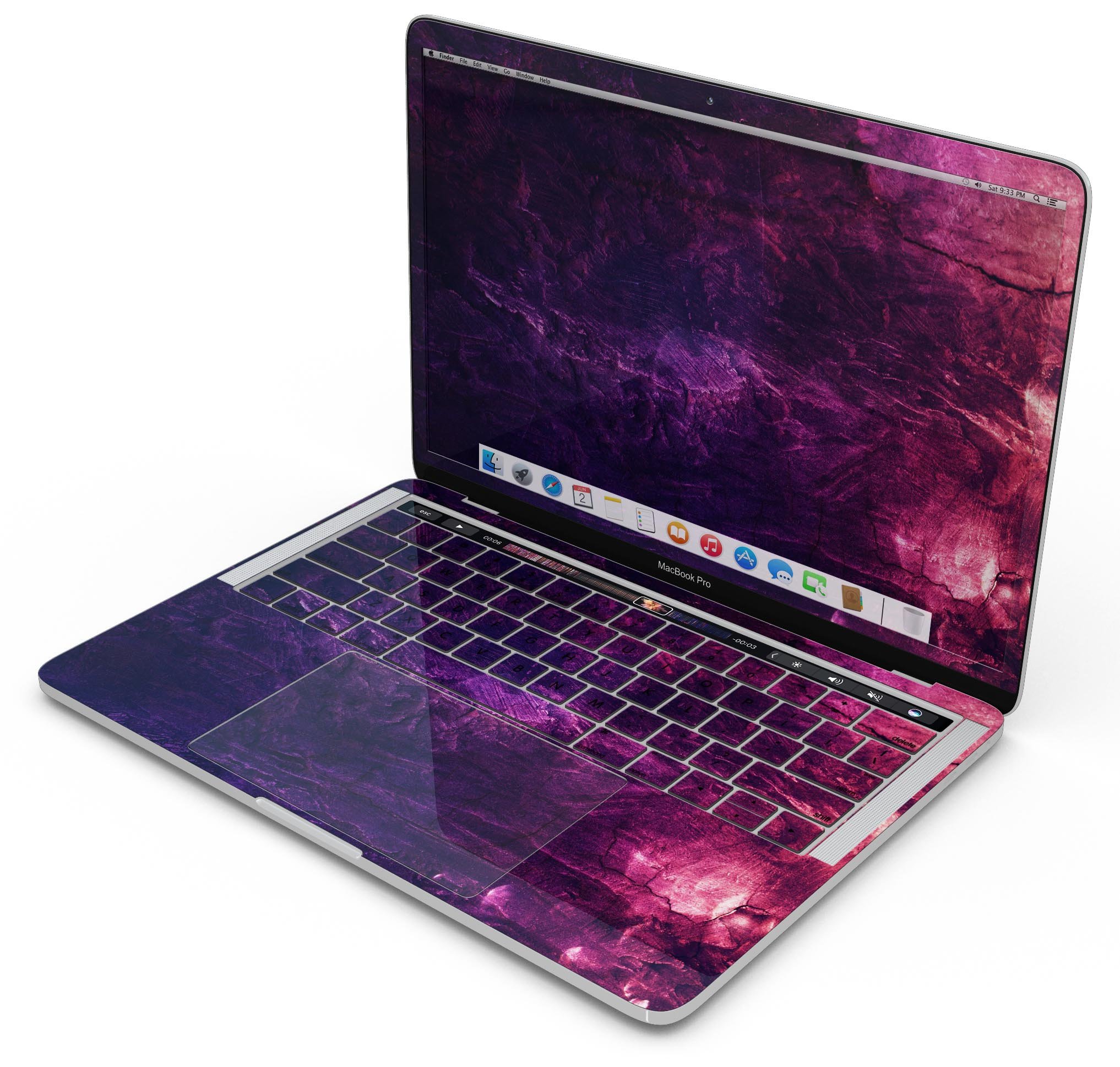 Abstract Fire & Ice V1 skin decal wrap kit for Apple MacBook, showcasing vibrant colors and a sleek design.