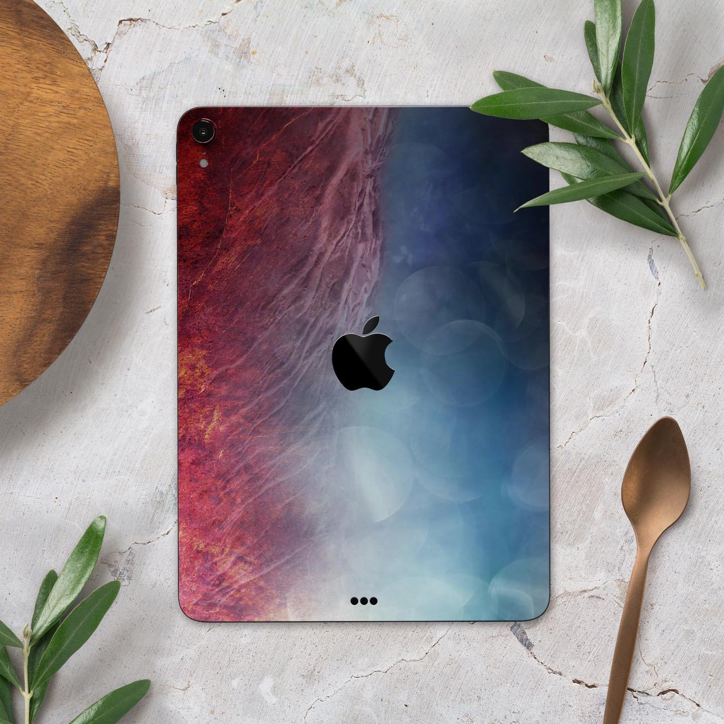 Abstract Fire & Ice V10 skin decal for Apple iPad Pro, showcasing vibrant colors and unique design for full body protection.