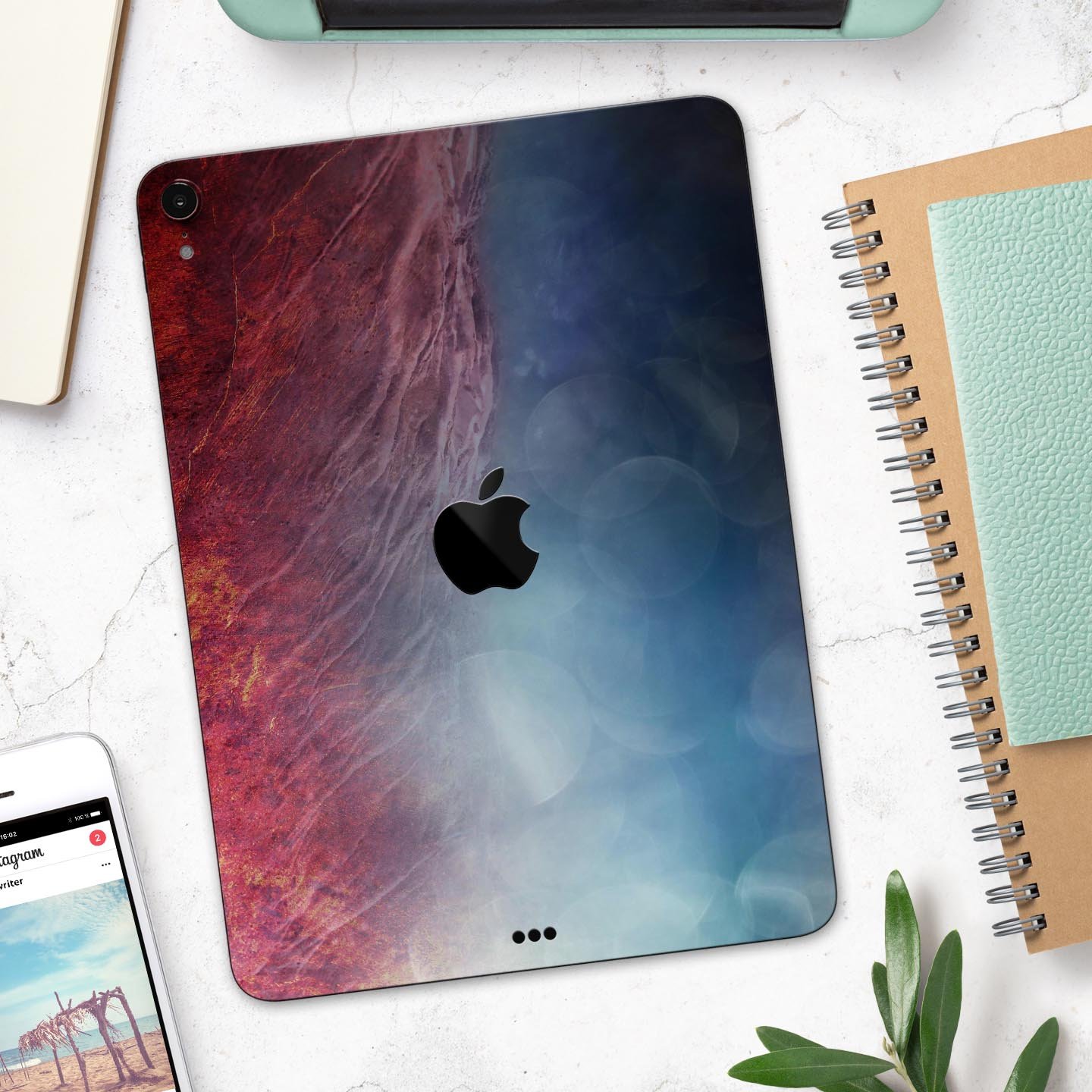 Abstract Fire & Ice V10 skin decal for Apple iPad Pro, showcasing vibrant colors and unique design for full body protection.