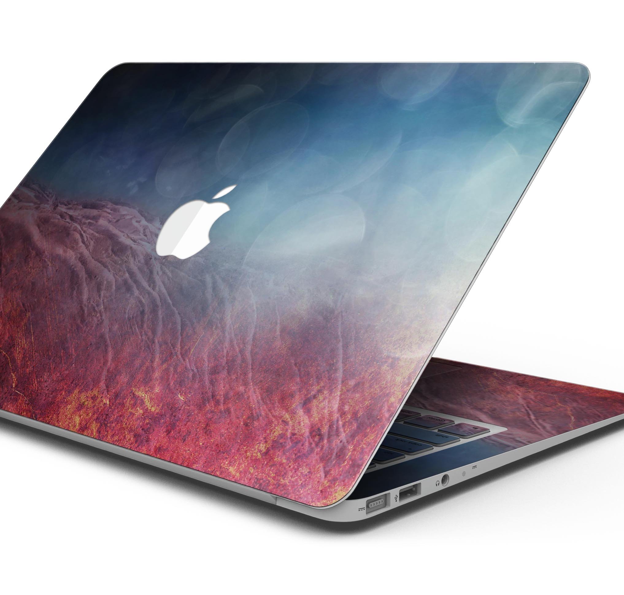 Abstract Fire & Ice V10 skin decal wrap kit for MacBook, showcasing vibrant colors and a sleek design.