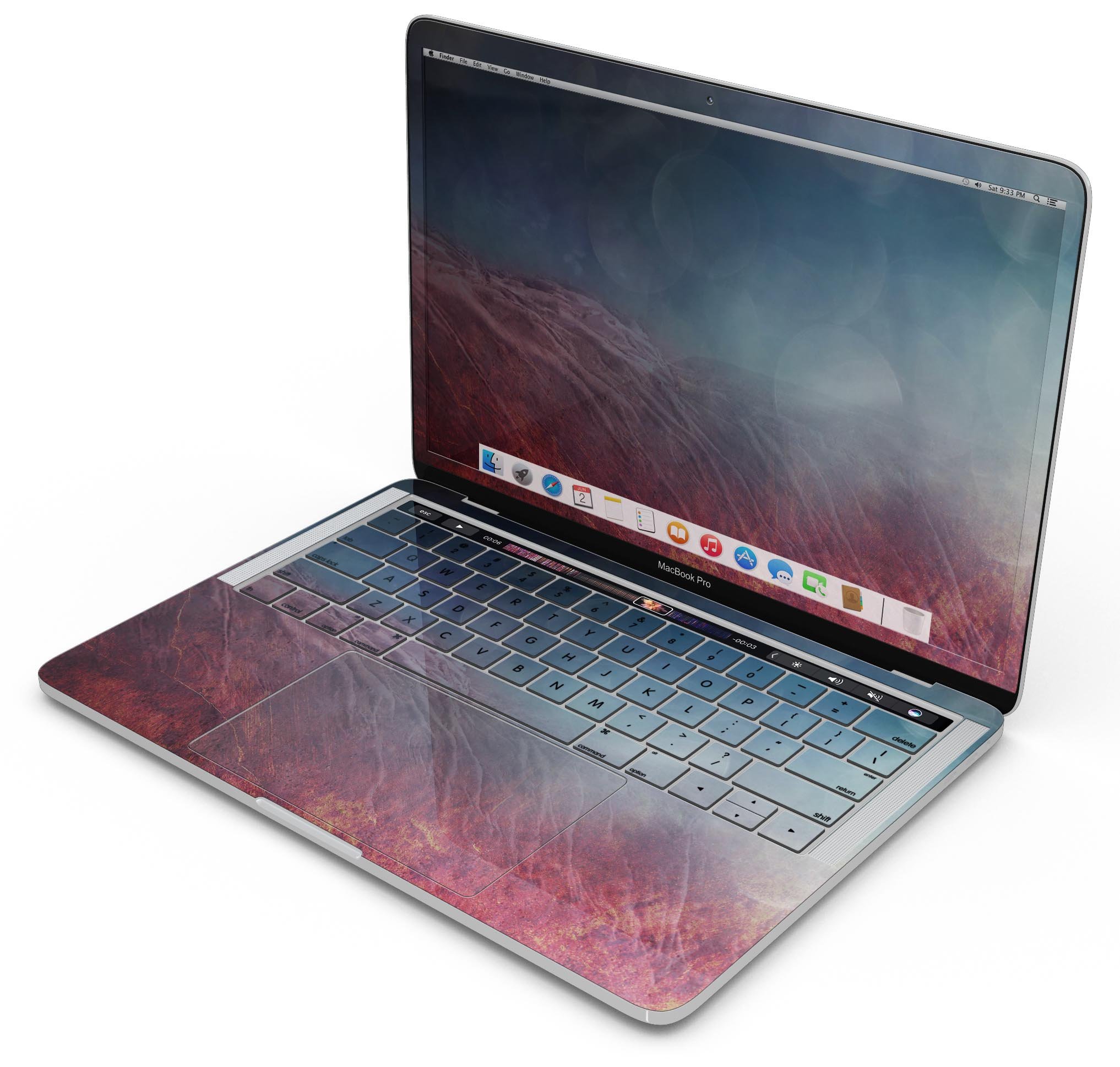 Abstract Fire & Ice V10 skin decal wrap kit for MacBook, showcasing vibrant colors and a sleek design.