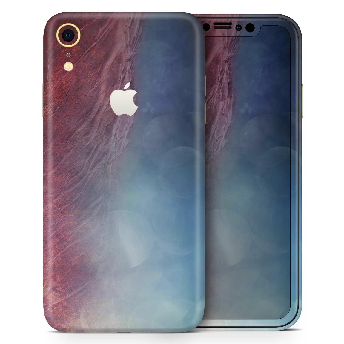 Abstract Fire & Ice V10 Skin-Kit for Apple iPhone XR and XS MAX, showcasing vibrant design and premium vinyl material.