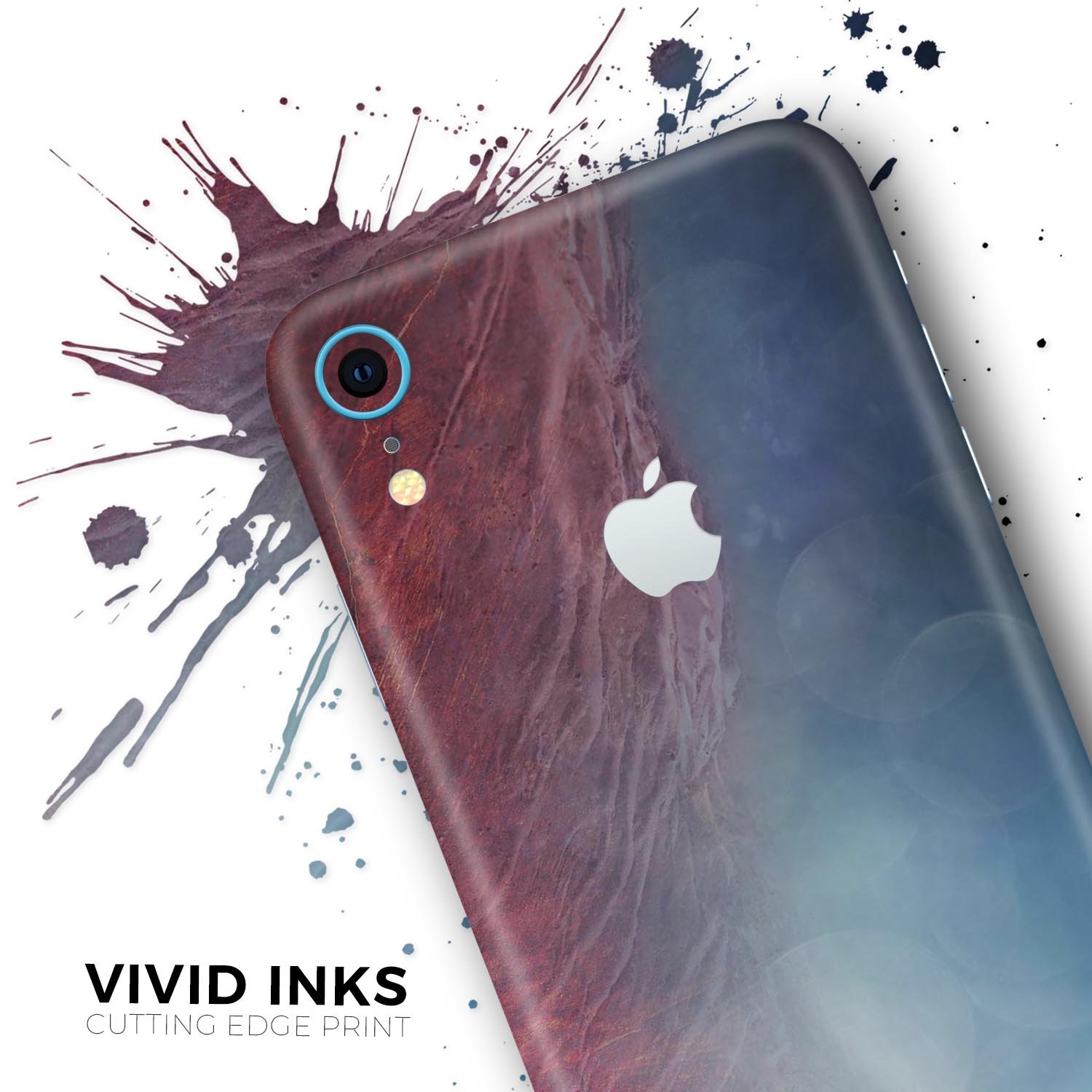 Abstract Fire & Ice V10 Skin-Kit for Apple iPhone XR and XS MAX, showcasing vibrant design and premium vinyl material.