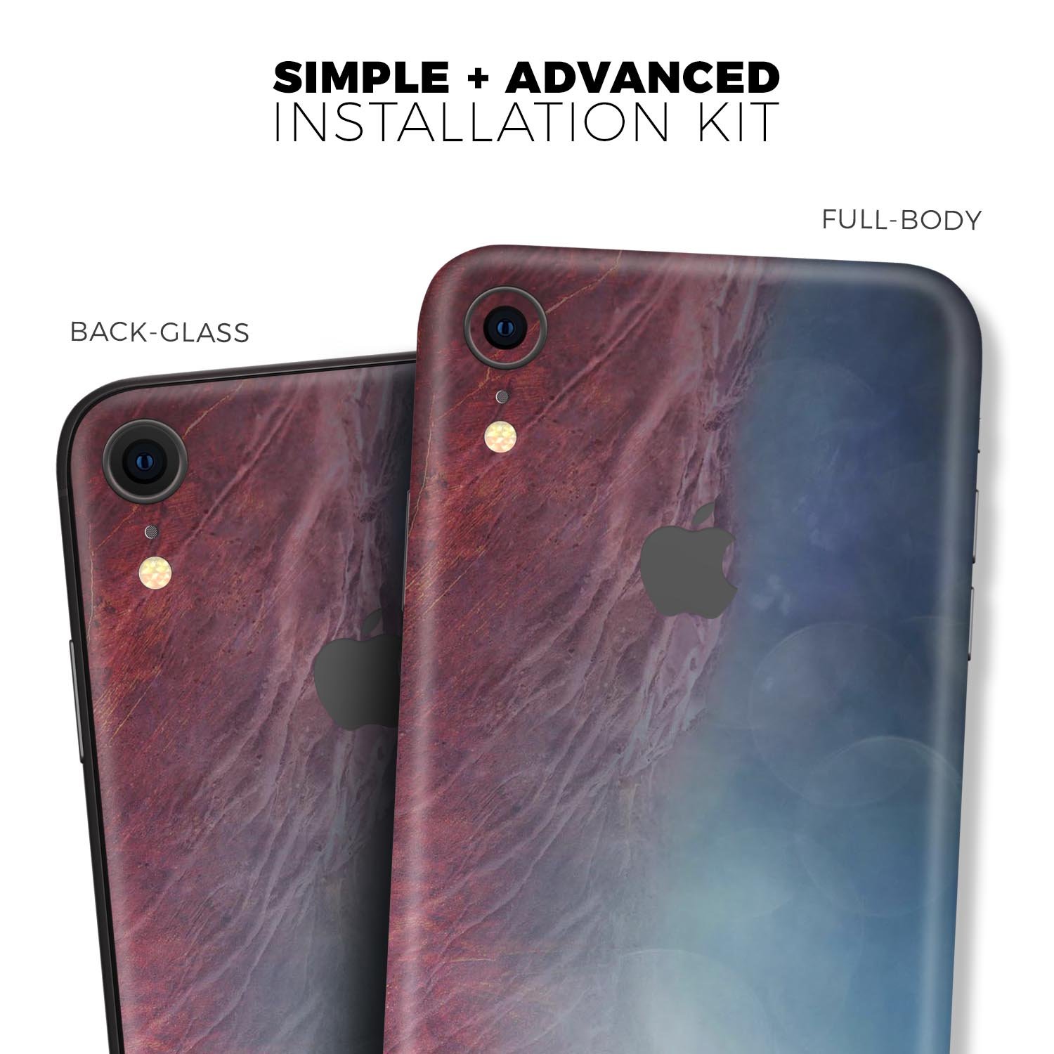 Abstract Fire & Ice V10 Skin-Kit for Apple iPhone XR and XS MAX, showcasing vibrant design and premium vinyl material.