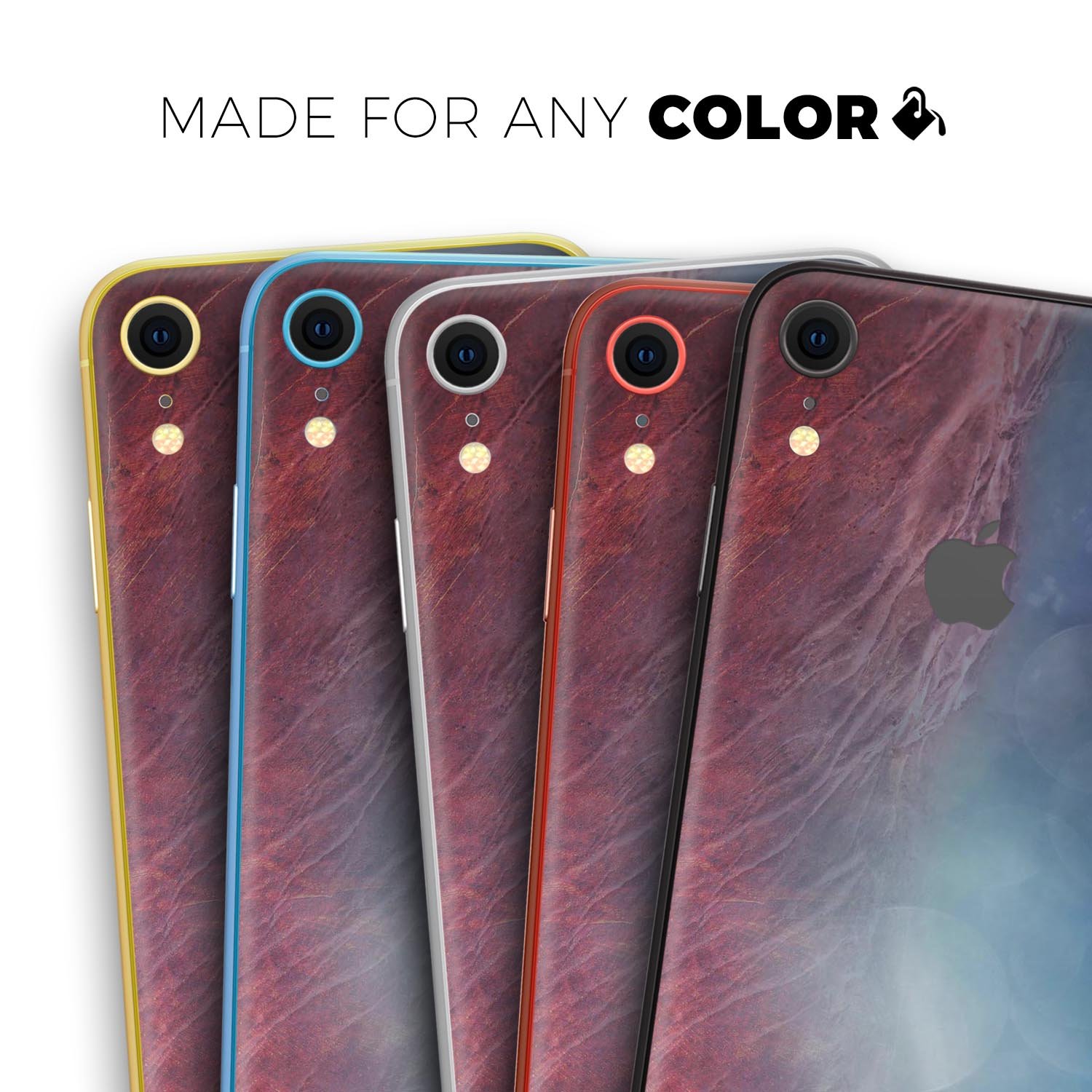 Abstract Fire & Ice V10 Skin-Kit for Apple iPhone XR and XS MAX, showcasing vibrant design and premium vinyl material.