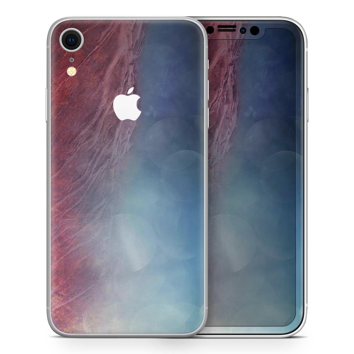 Abstract Fire & Ice V10 Skin-Kit for Apple iPhone XR and XS MAX, showcasing vibrant design and premium vinyl material.